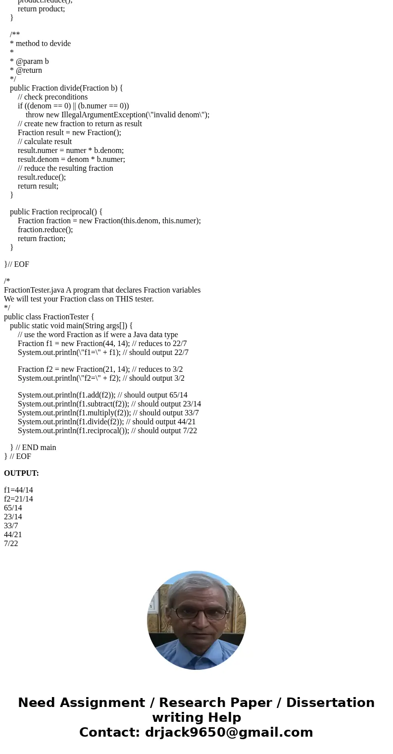 When we test your Fraction.java we will use the given FractionTester.java file. Add the following methods to the given Fraction.java file -public Fraction add( 