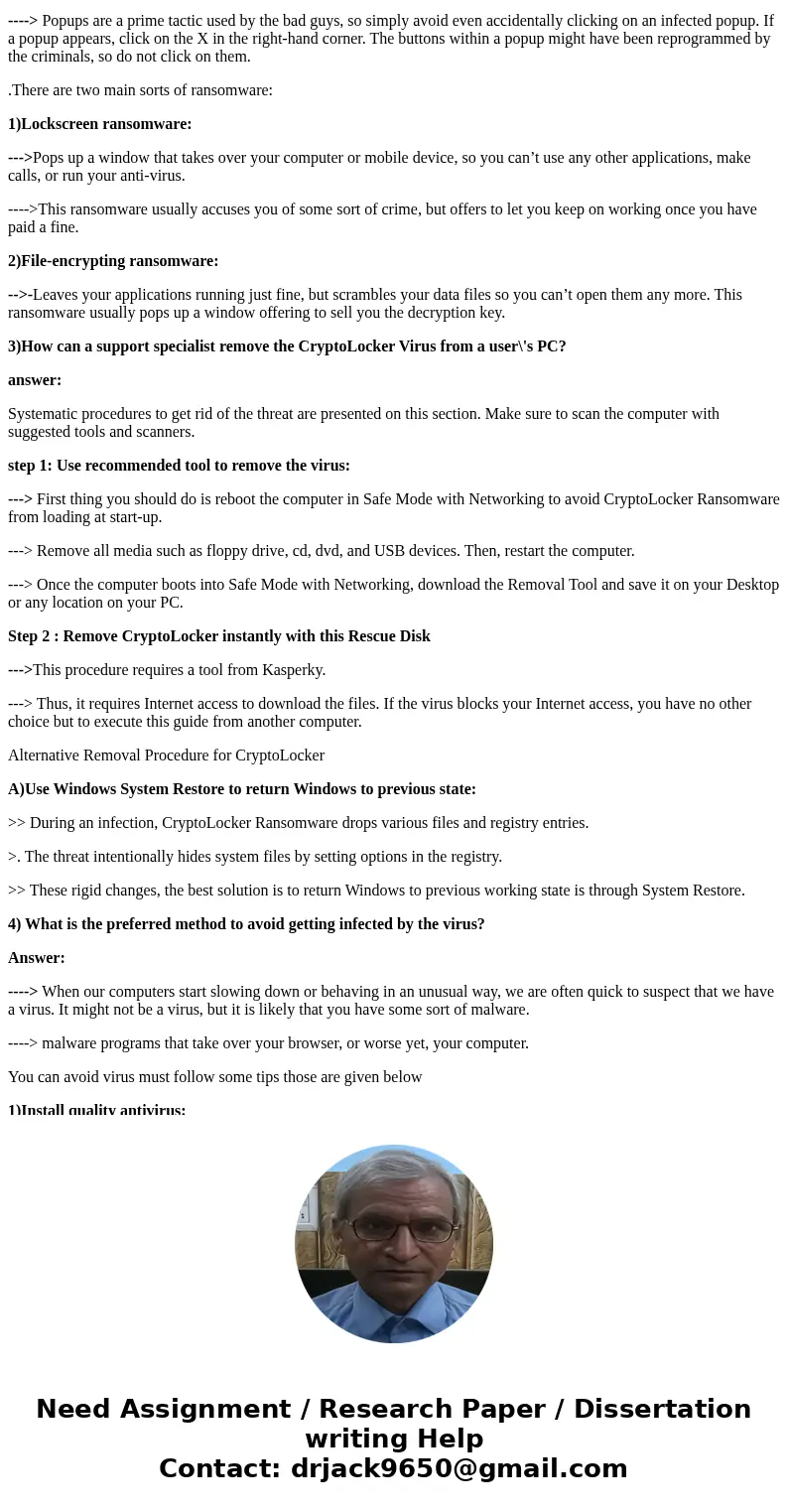 Write a description of CryptoLocker Virus, + 1 paragraph for first 2 questions, + 1 paragraph for last 2 questions Research a security threat. I want a paragrap