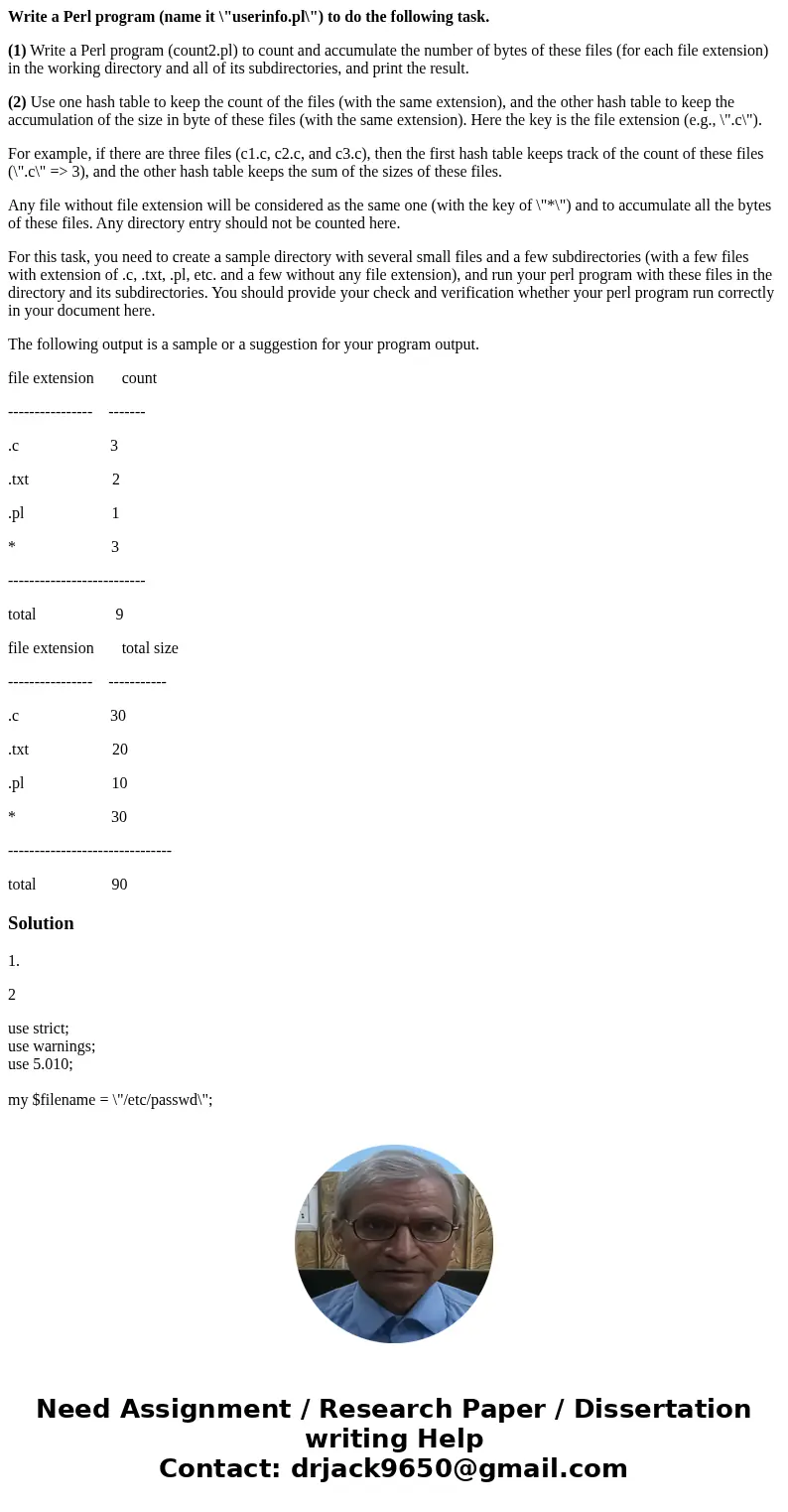 Write a Perl program (name it \ Write a Perl program (name it \