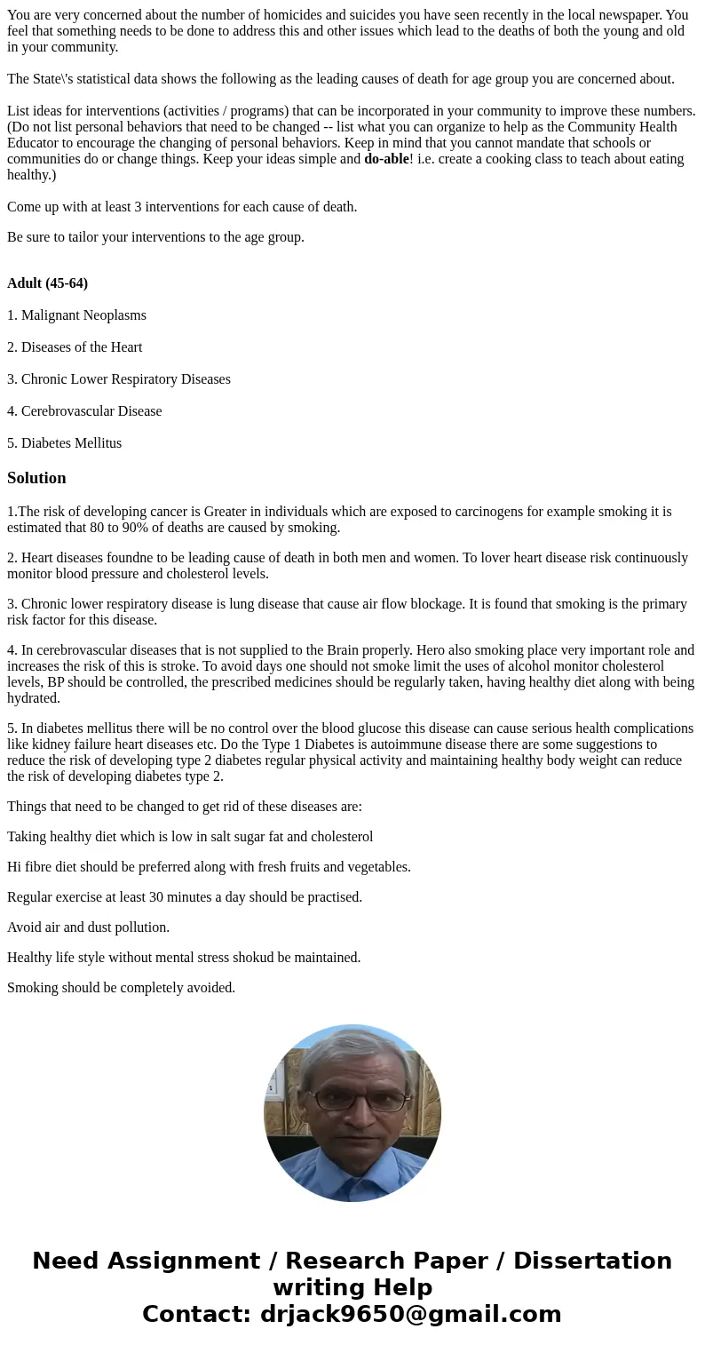 You are very concerned about the number of homicides and suicides you have seen recently in the local newspaper. You feel that something needs to be done to add You are very concerned about the number of homicides and suicides you have seen recently in the local newspaper. You feel that something needs to be done to add