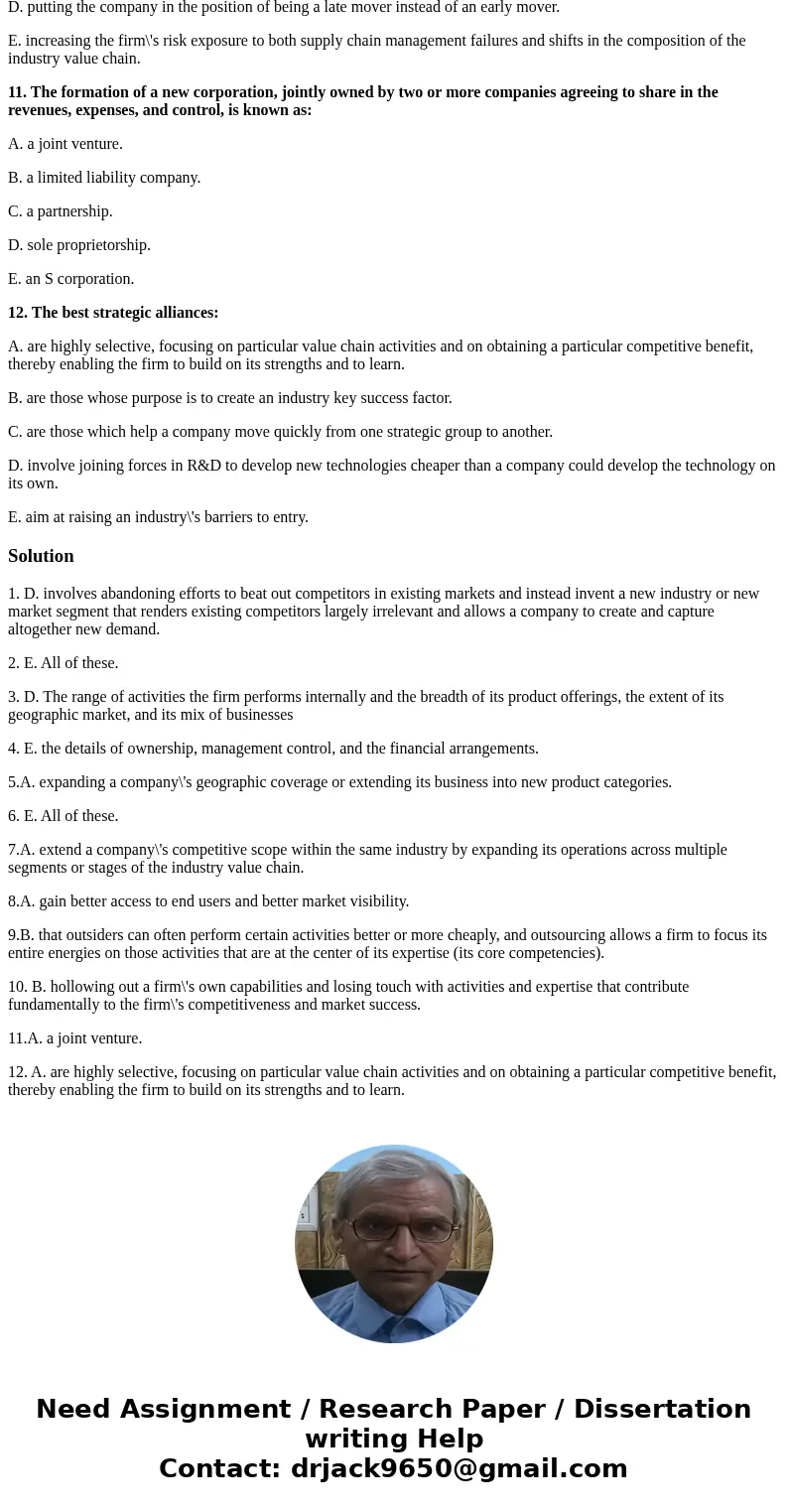 1. A blue-ocean strategy: A. is an offensive strike employed by a market leader that is directed at pilfering customers away from unsuspecting rivals to boost p