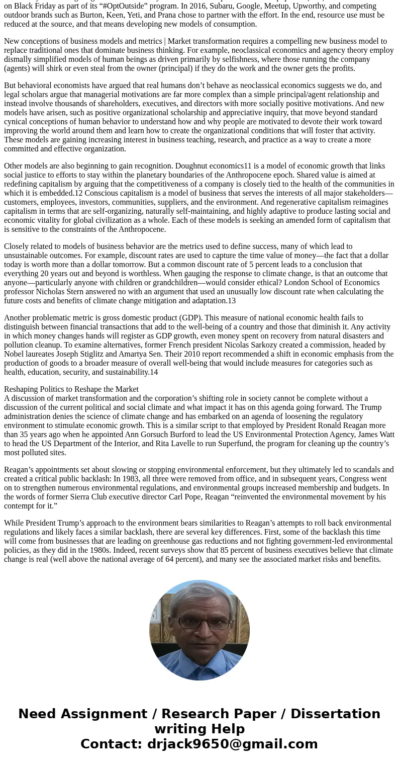 8. Upon reviewing former CEO Jeff Swartz’s final blog post, do you agree or disagree with his finding that the business world has shifted to sustainability Solu