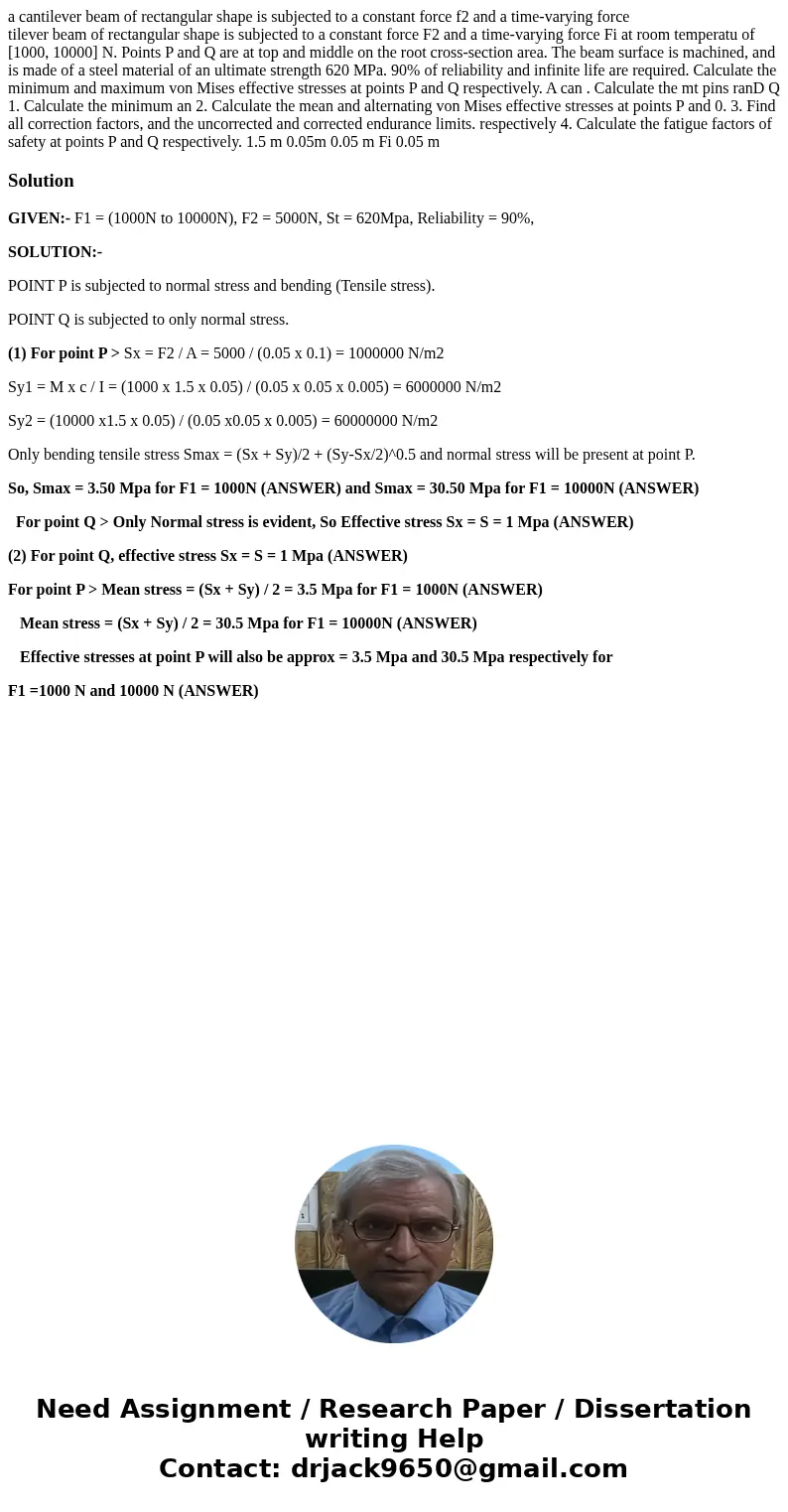 a cantilever beam of rectangular shape is subjected to a constant force f2 and a time-varying force tilever beam of rectangular shape is subjected to a constant a cantilever beam of rectangular shape is subjected to a constant force f2 and a time-varying force tilever beam of rectangular shape is subjected to a constant