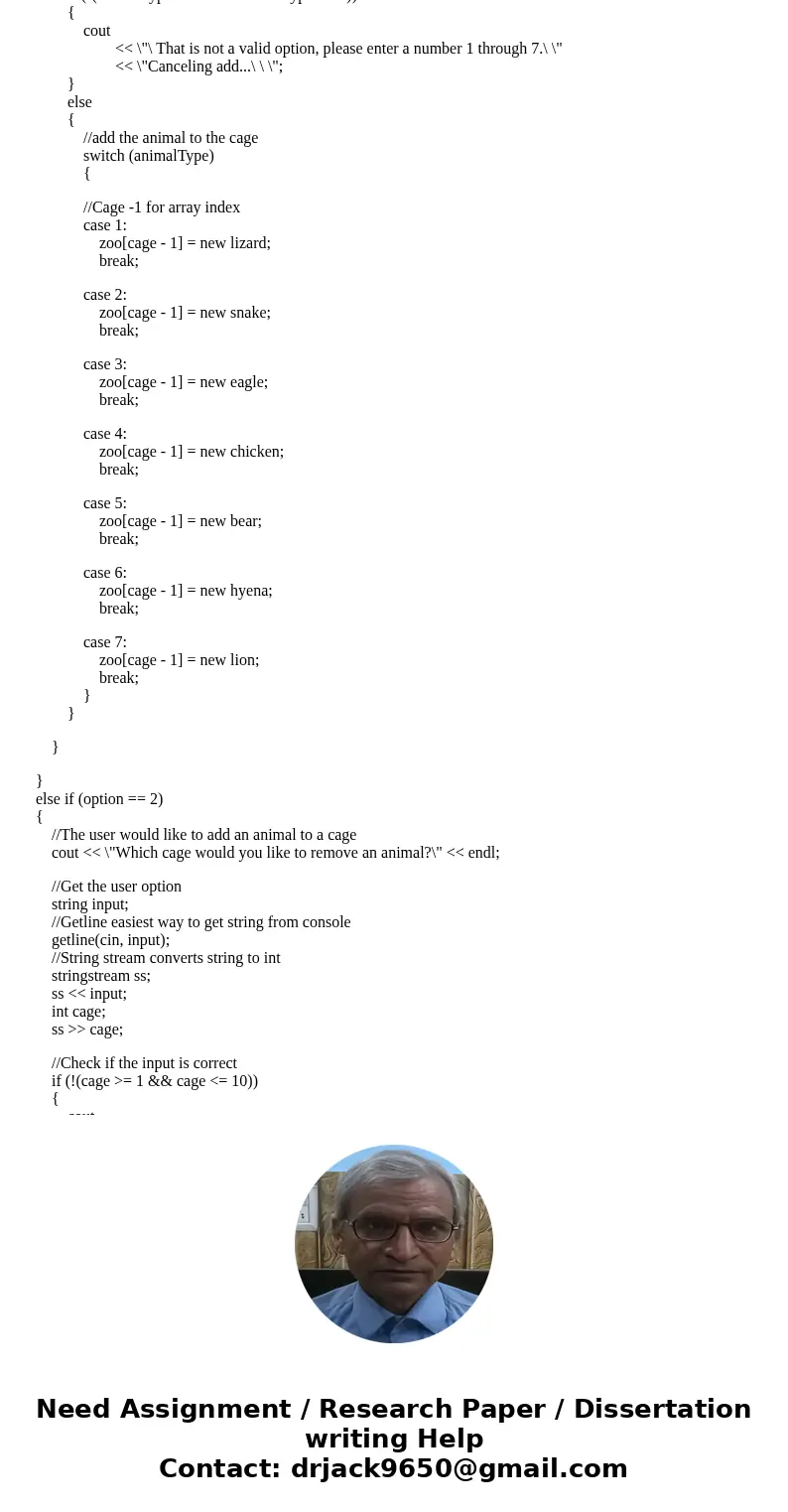Abstract Base Class (C++ Program) Create an abstract base class called Animal which has the following pure virtual member functions: talk( ), move( ) and the fo Abstract Base Class (C++ Program) Create an abstract base class called Animal which has the following pure virtual member functions: talk( ), move( ) and the fo