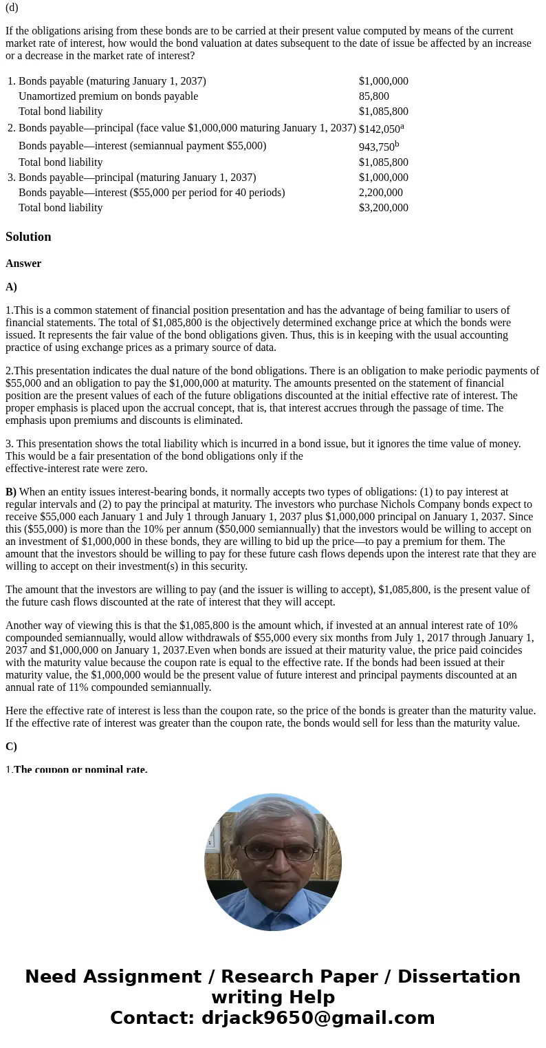 (Bond Theory: Balance Sheet Presentations, Interest Rate, Premium) On January 1, 2017, Nichols Company issued for $1,085,800 its 20-year, 11% bonds that have a  (Bond Theory: Balance Sheet Presentations, Interest Rate, Premium) On January 1, 2017, Nichols Company issued for $1,085,800 its 20-year, 11% bonds that have a