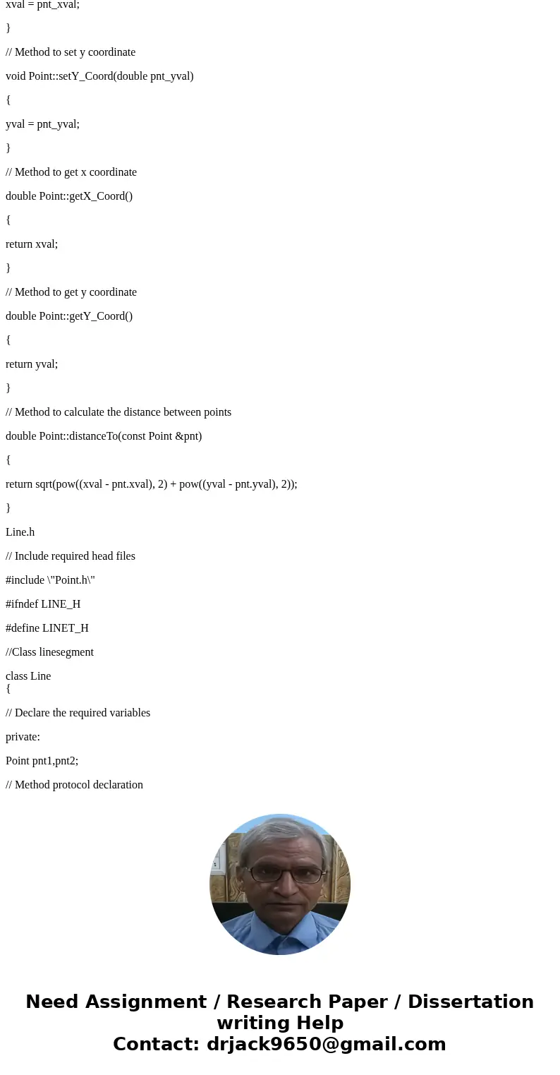 C++ problem only Write a class called Point that contains two doubles that represent its x- and y-coordinates. It should have get methods for both data members. C++ problem only Write a class called Point that contains two doubles that represent its x- and y-coordinates. It should have get methods for both data members.