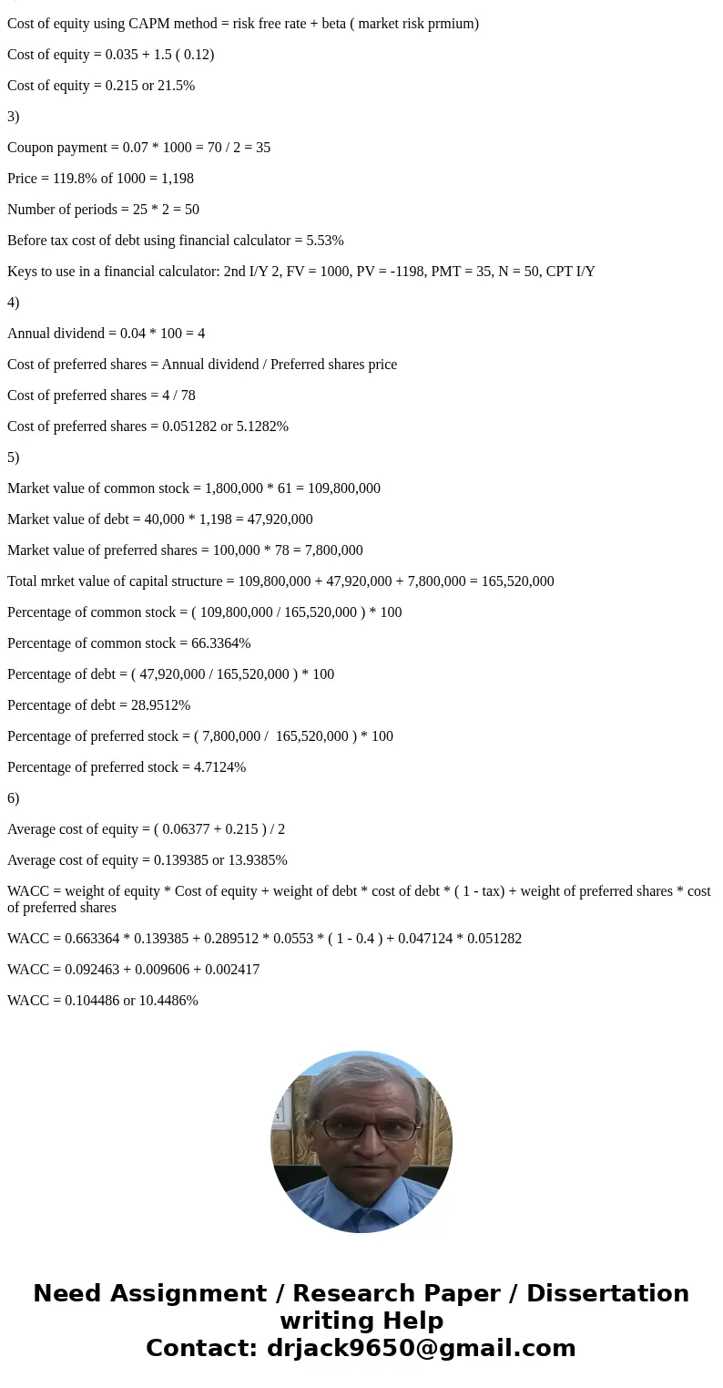 Company A common stock 1,800,000 shares, B= 1.5. Company A just paid a dividend of $.80, with expected dividends growth at 5% per year. The ERM is 12%, and TB = Company A common stock 1,800,000 shares, B= 1.5. Company A just paid a dividend of $.80, with expected dividends growth at 5% per year. The ERM is 12%, and TB =