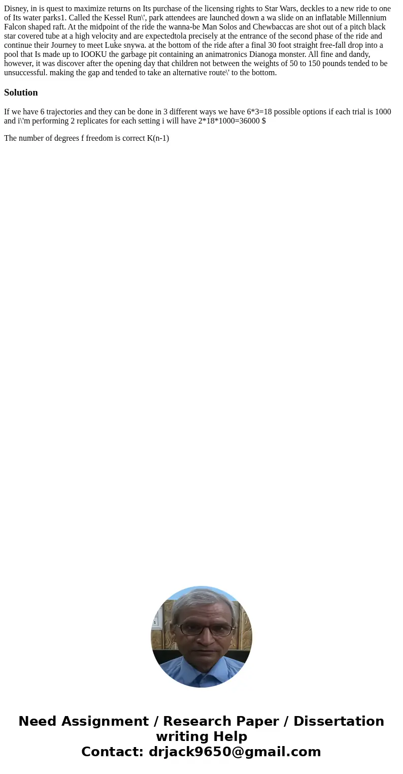 Disney, in is quest to maximize returns on Its purchase of the licensing rights to Star Wars, deckles to a new ride to one of Its water parks1. Called the Kess  Disney, in is quest to maximize returns on Its purchase of the licensing rights to Star Wars, deckles to a new ride to one of Its water parks1. Called the Kess