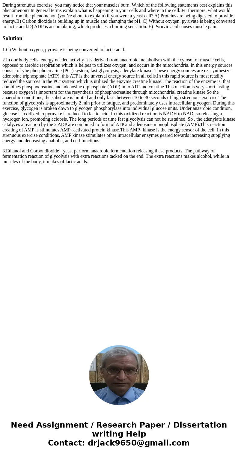During strenuous exercise, you may notice that your muscles burn. Which of the following statements best explains this phenomenon? In general terms explain what During strenuous exercise, you may notice that your muscles burn. Which of the following statements best explains this phenomenon? In general terms explain what