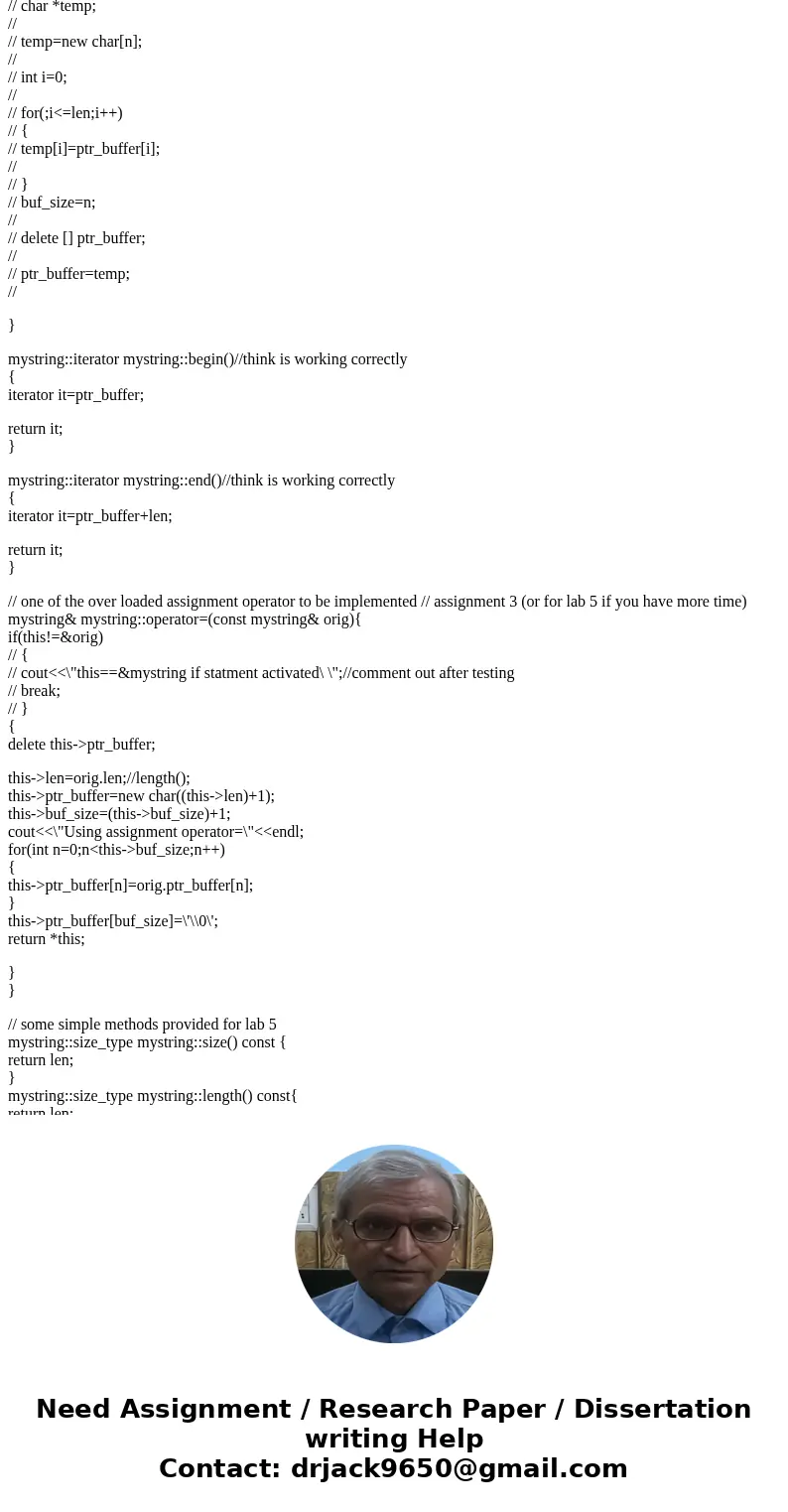 From the Header file complete the Functions in your .cpp file. Do NOT use <cstring> library. recreate all functions and do NOT change any class specificat