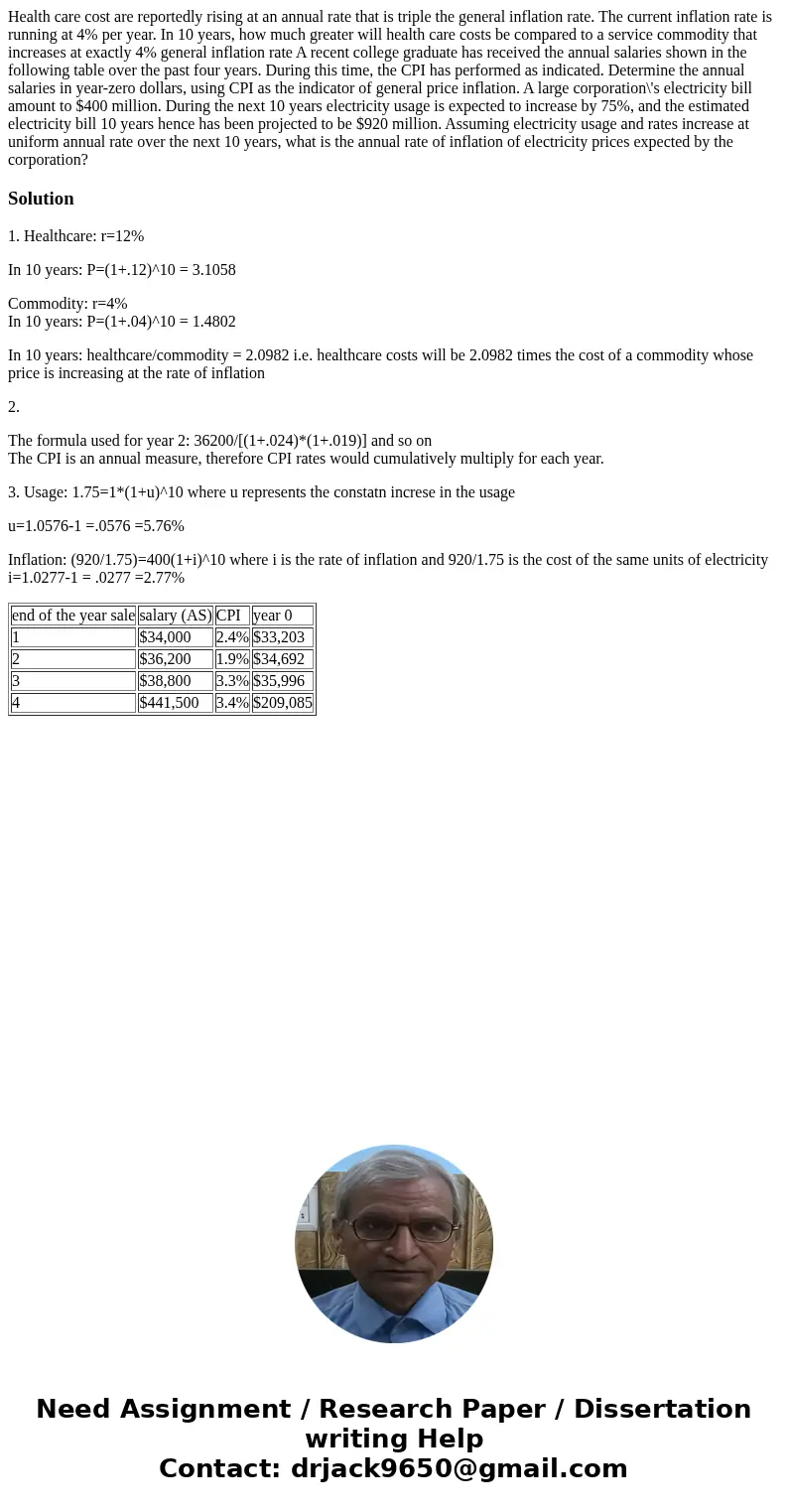 Health care cost are reportedly rising at an annual rate that is triple the general inflation rate. The current inflation rate is running at 4% per year. In 10  Health care cost are reportedly rising at an annual rate that is triple the general inflation rate. The current inflation rate is running at 4% per year. In 10