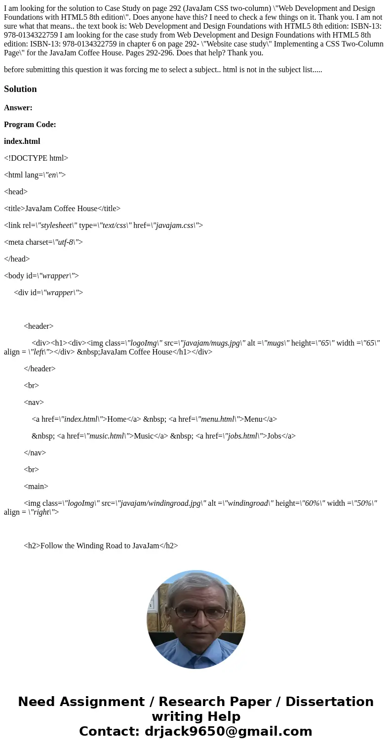 I am looking for the solution to Case Study on page 292 (JavaJam CSS two-column) \ I am looking for the solution to Case Study on page 292 (JavaJam CSS two-column) \