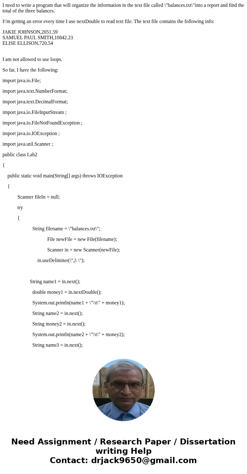 I need to write a program that will organize the information in the text file called \ I need to write a program that will organize the information in the text file called \
