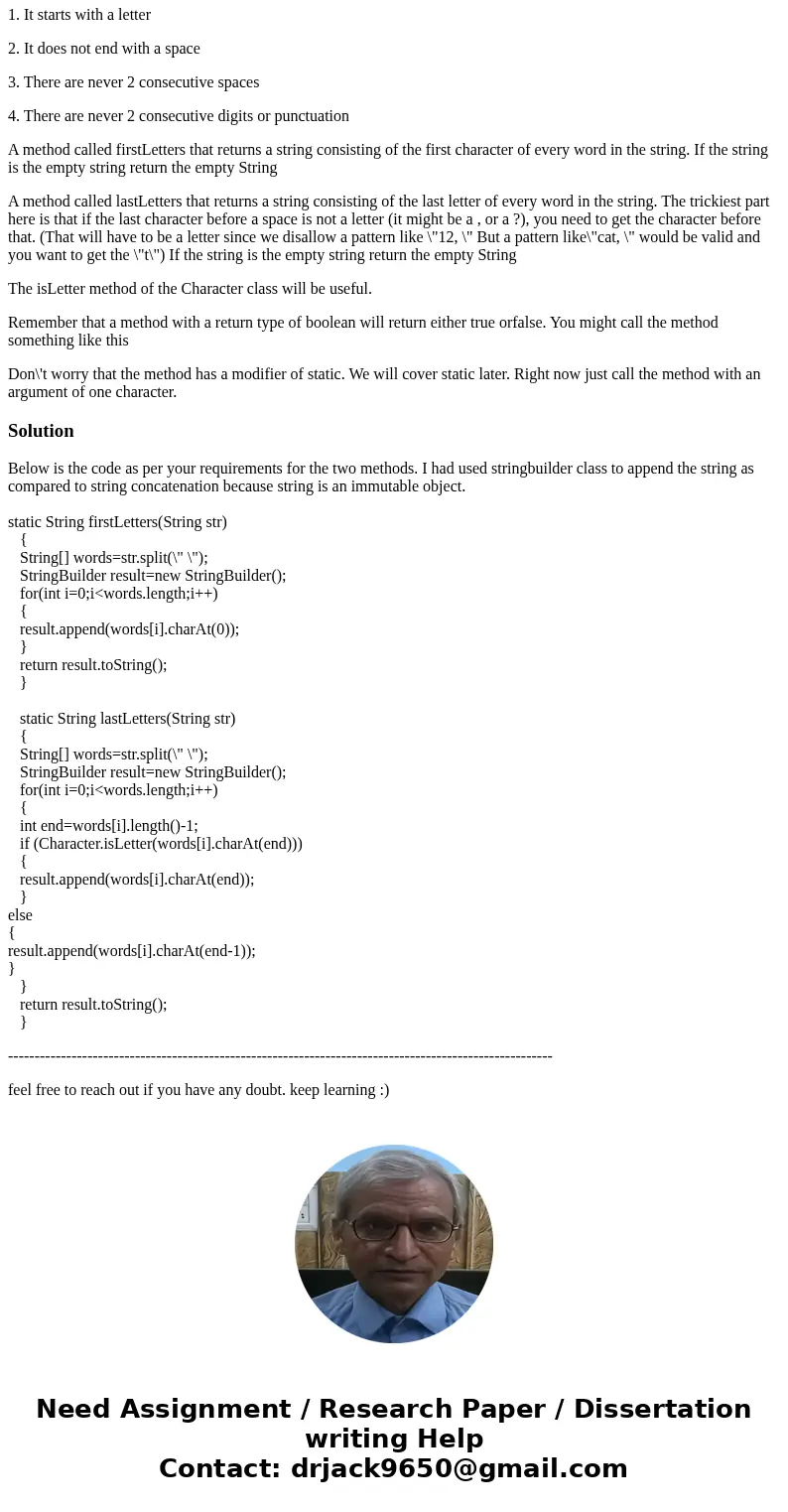 Implement the following methods for StartToFinish class. A constructor that takes a single String parameter has been implemented for you. The words will be sepa Implement the following methods for StartToFinish class. A constructor that takes a single String parameter has been implemented for you. The words will be sepa