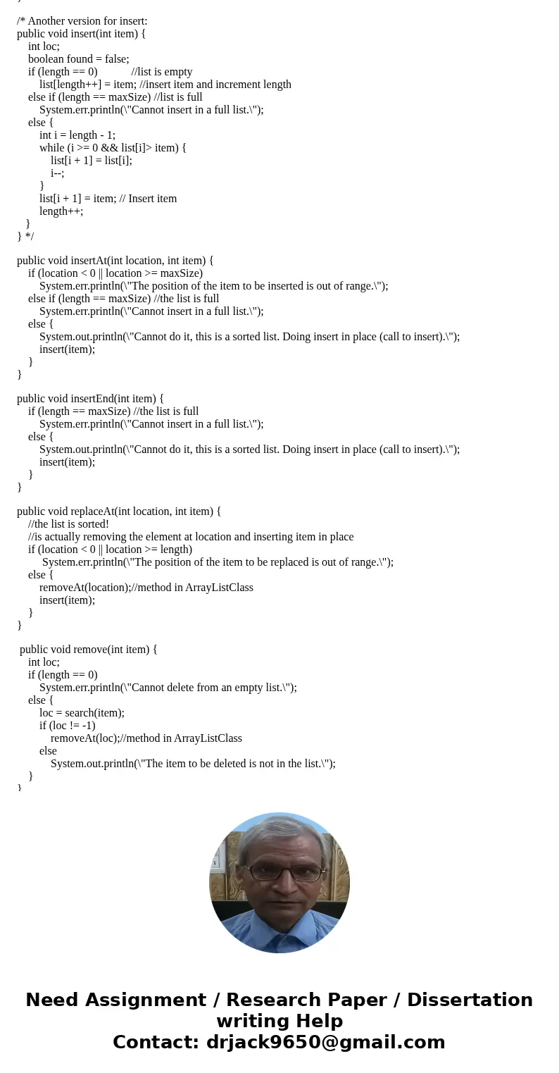 JAVA LAB #8 - ARRAY BASED LISTS The next exercise is based on this implemetation for an UnorderedArrayList of integers: //Interface: ArrayListADT //works for in