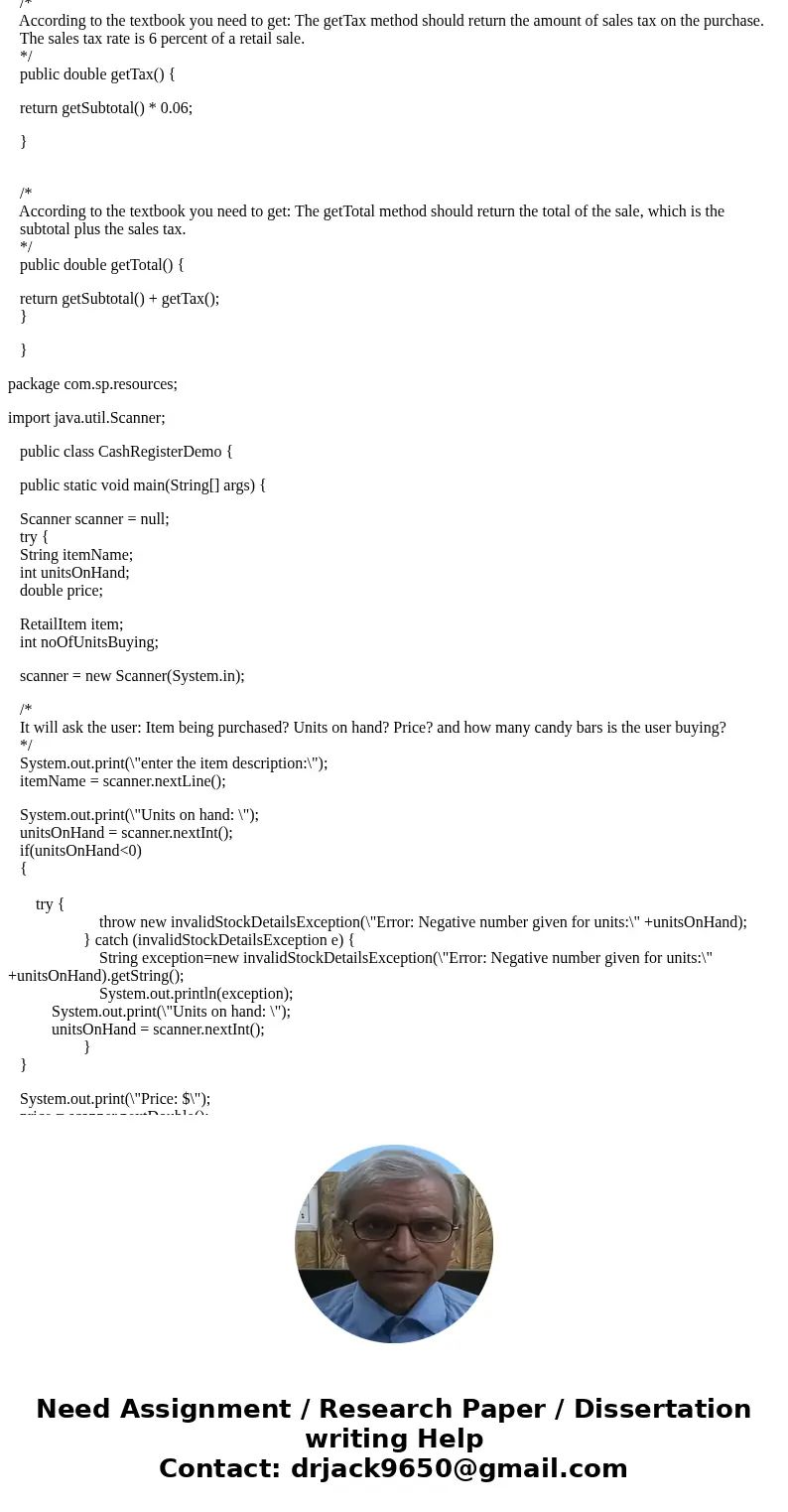 JAVA RetailItem Exceptions Programming Challenge 4 of Chapter 6 required you to write a RetailItem class that holds data pertaining to a retail item. Write an e JAVA RetailItem Exceptions Programming Challenge 4 of Chapter 6 required you to write a RetailItem class that holds data pertaining to a retail item. Write an e