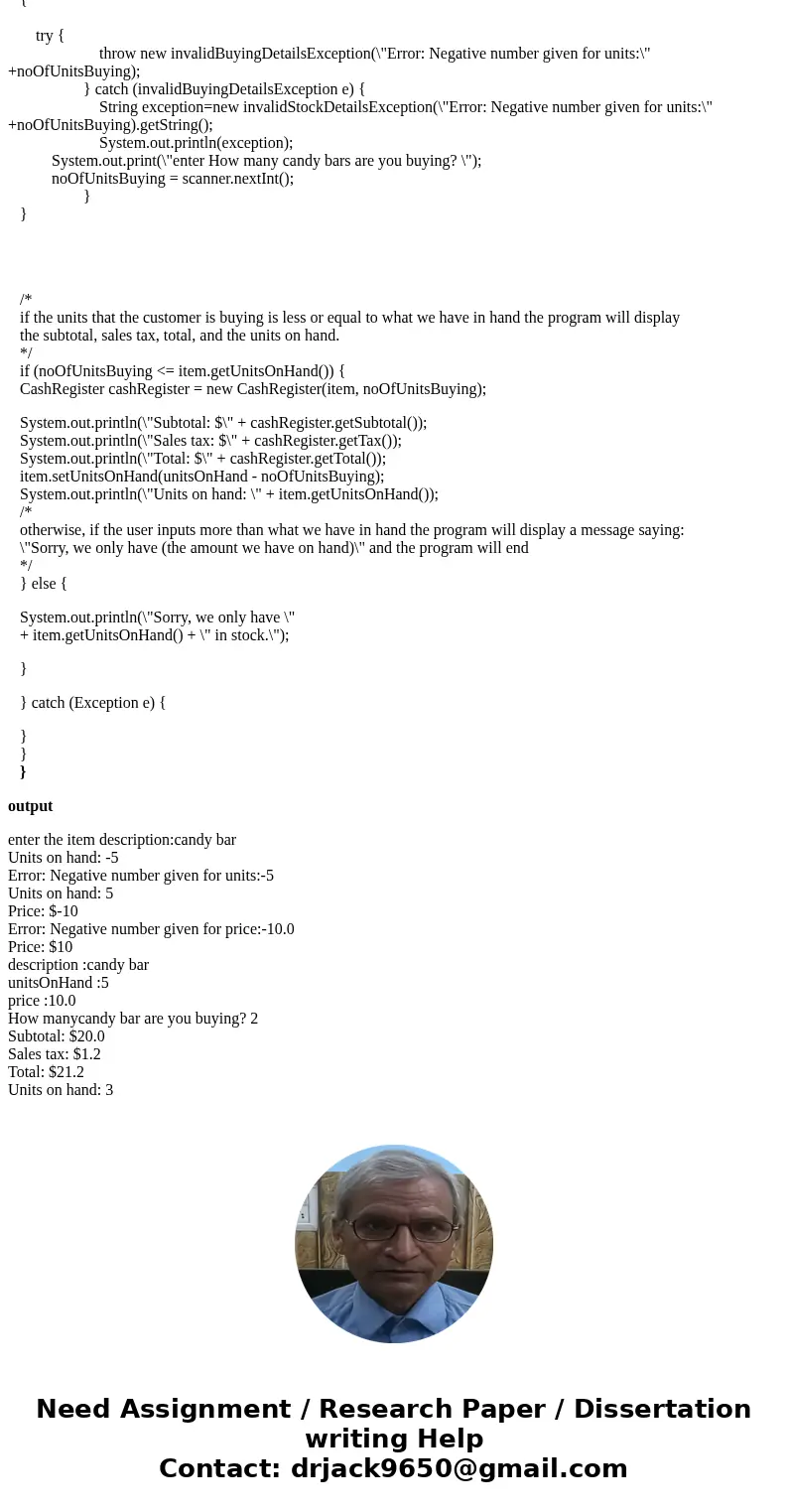JAVA RetailItem Exceptions Programming Challenge 4 of Chapter 6 required you to write a RetailItem class that holds data pertaining to a retail item. Write an e JAVA RetailItem Exceptions Programming Challenge 4 of Chapter 6 required you to write a RetailItem class that holds data pertaining to a retail item. Write an e