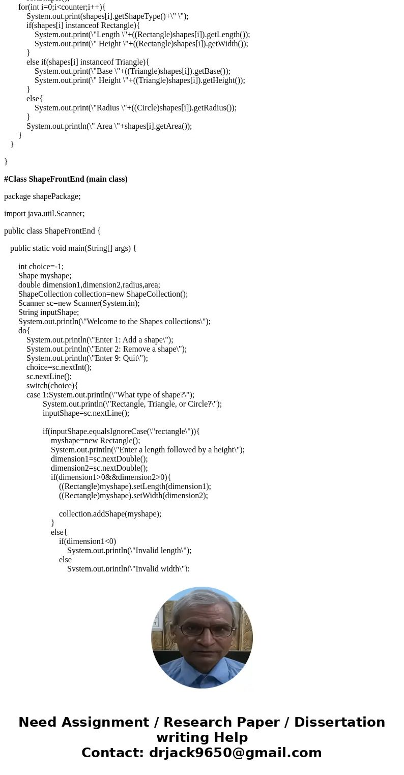 Objective: Write a program where a user populates a collection of various shapes, which is sorted by its area. The user should be able to specify which type of  Objective: Write a program where a user populates a collection of various shapes, which is sorted by its area. The user should be able to specify which type of
