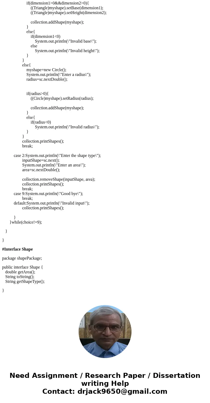 Objective: Write a program where a user populates a collection of various shapes, which is sorted by its area. The user should be able to specify which type of  Objective: Write a program where a user populates a collection of various shapes, which is sorted by its area. The user should be able to specify which type of