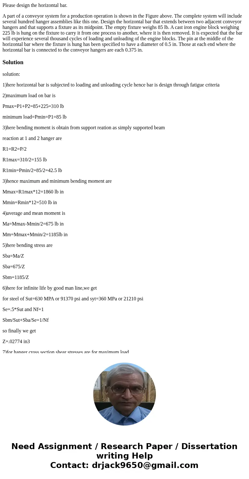 Please design the horizontal bar. A part of a conveyor system for a production operation is shown in the Figure above. The complete system will include several  Please design the horizontal bar. A part of a conveyor system for a production operation is shown in the Figure above. The complete system will include several