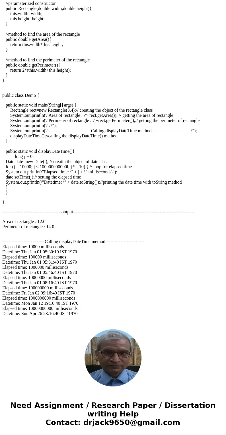 Please write the following in Netbeans IDE 8.1 (The Rectangle class) Following the example of the Circle class in Section 9.2, design a class named Rectangle to