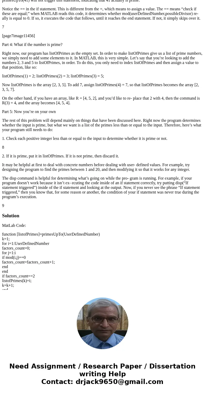Project 0 In this project, you’ll write a MATLAB program that accepts a user-defined number, n, and find a list of all of the prime numbers that are greater tha Project 0 In this project, you’ll write a MATLAB program that accepts a user-defined number, n, and find a list of all of the prime numbers that are greater tha