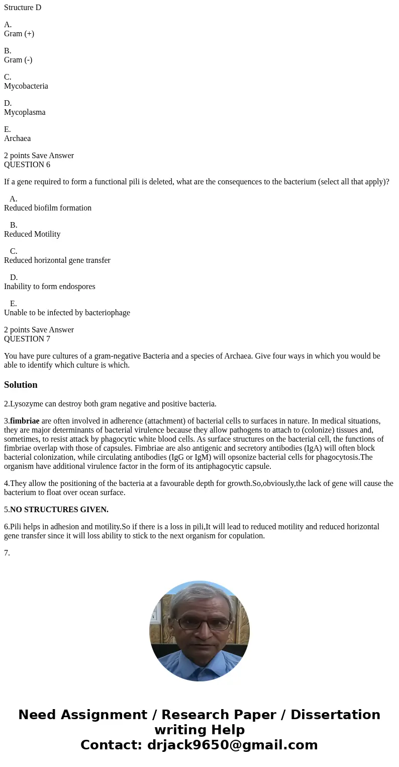 QUESTION 2 Which of the following cell types would be digested by the enzyme lysozyme (select all that apply)? A. Eukaryotic Cells B. Gram-positive Bacteria C.  QUESTION 2 Which of the following cell types would be digested by the enzyme lysozyme (select all that apply)? A. Eukaryotic Cells B. Gram-positive Bacteria C.