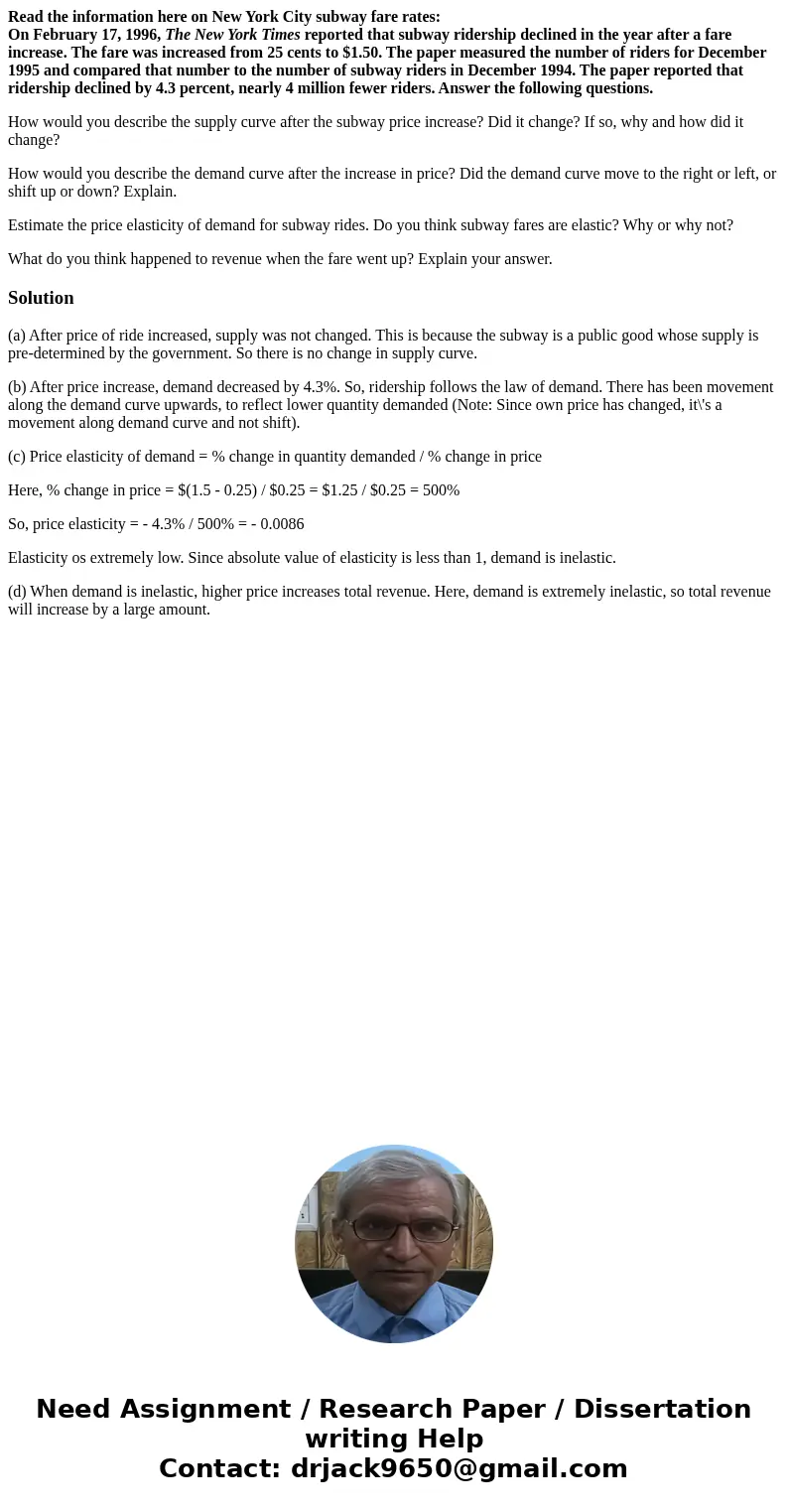Read the information here on New York City subway fare rates: On February 17, 1996, The New York Times reported that subway ridership declined in the year after Read the information here on New York City subway fare rates: On February 17, 1996, The New York Times reported that subway ridership declined in the year after