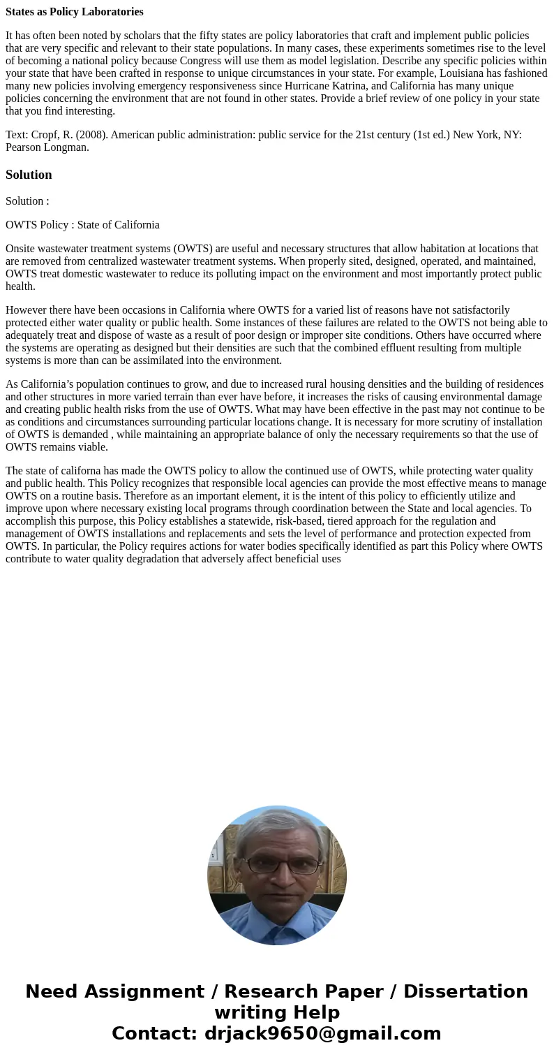 States as Policy Laboratories It has often been noted by scholars that the fifty states are policy laboratories that craft and implement public policies that ar States as Policy Laboratories It has often been noted by scholars that the fifty states are policy laboratories that craft and implement public policies that ar