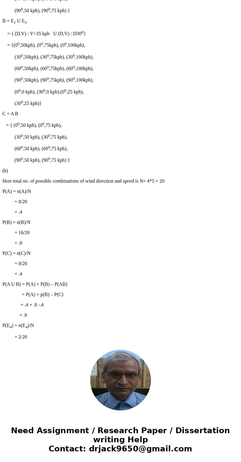statistics 2. The prevailing wind direction at a building site takes values from the set D = {0 degree,30 degree,60 degree,90 degree} (0 degree indicates a wind