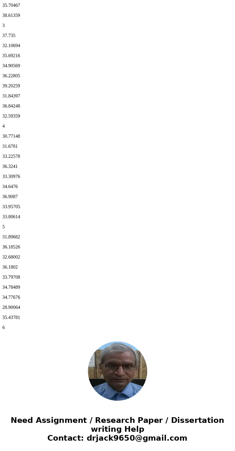 The data below represents 40 samples taking from an assembly line that makes widgets. The customers only want to buy widgets that are 34.5 +- 3 mm. Find the % d The data below represents 40 samples taking from an assembly line that makes widgets. The customers only want to buy widgets that are 34.5 +- 3 mm. Find the % d