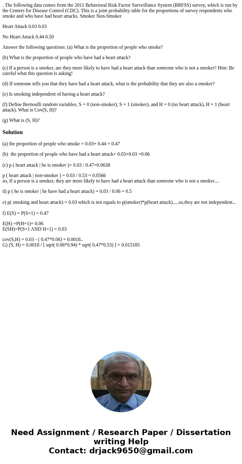 . The following data comes from the 2011 Behavioral Risk Factor Surveillance System (BRFSS) survey, which is run by the Centers for Disease Control (CDC). This 