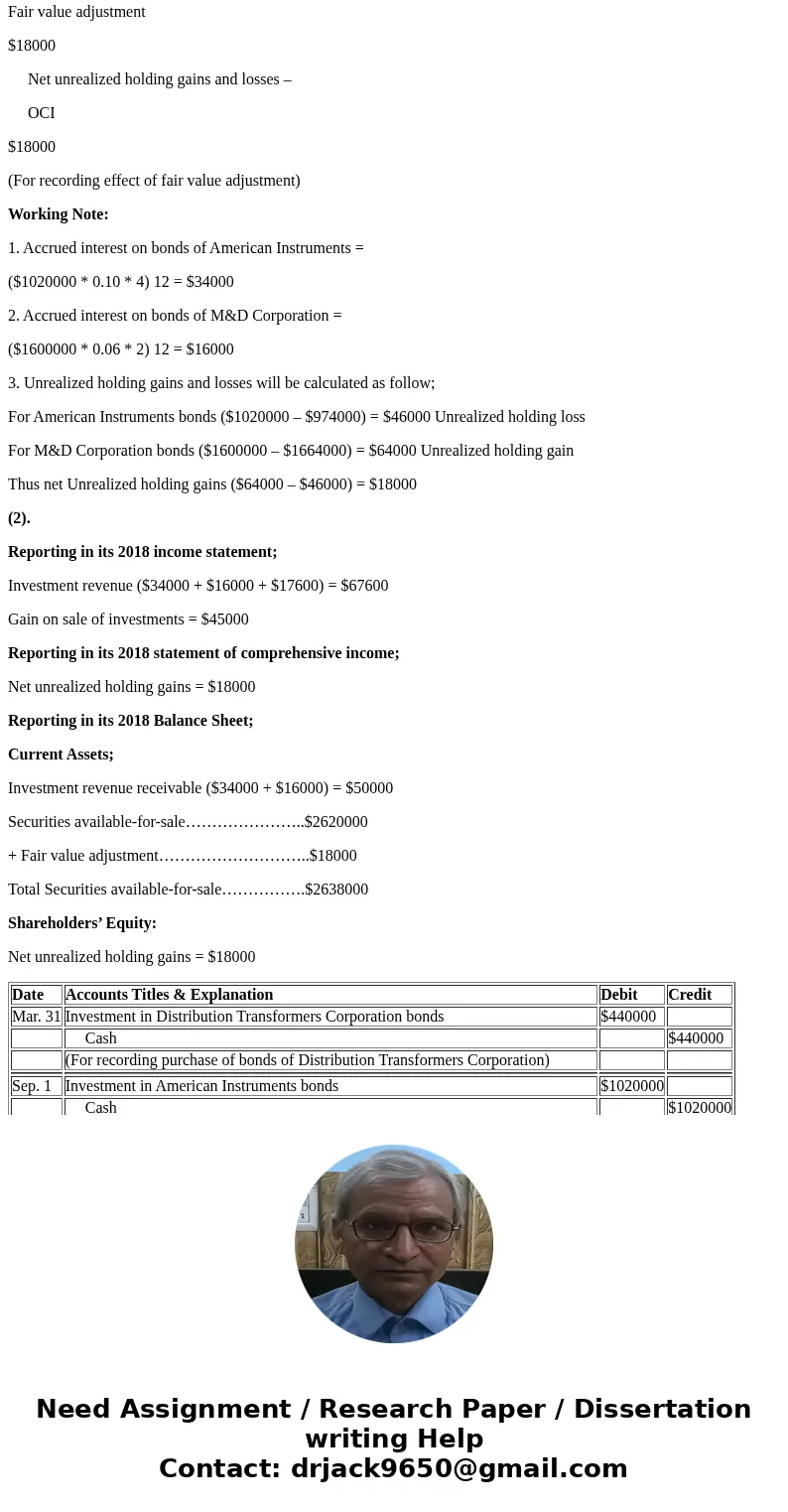 The following selected transactions relate to investment activities of Ornamental Insulation Corporation during 2018. The company buys debt securities, intendin The following selected transactions relate to investment activities of Ornamental Insulation Corporation during 2018. The company buys debt securities, intendin