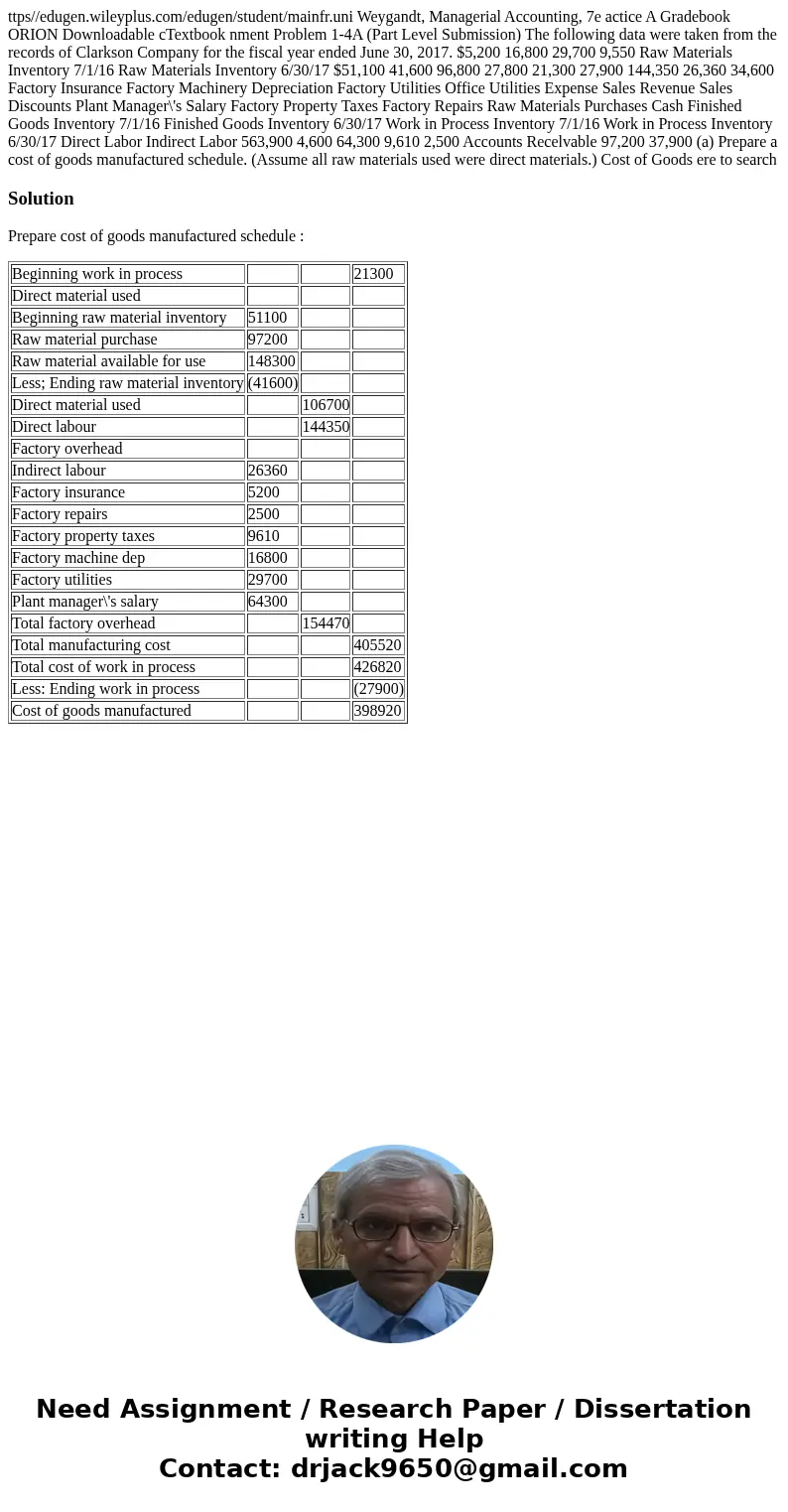  ttps//edugen.wileyplus.com/edugen/student/mainfr.uni Weygandt, Managerial Accounting, 7e actice A Gradebook ORION Downloadable cTextbook nment Problem 1-4A (Pa