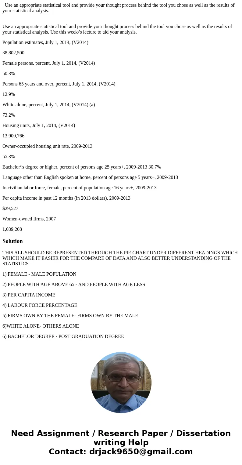 . Use an appropriate statistical tool and provide your thought process behind the tool you chose as well as the results of your statistical analysis. Use an app . Use an appropriate statistical tool and provide your thought process behind the tool you chose as well as the results of your statistical analysis. Use an app