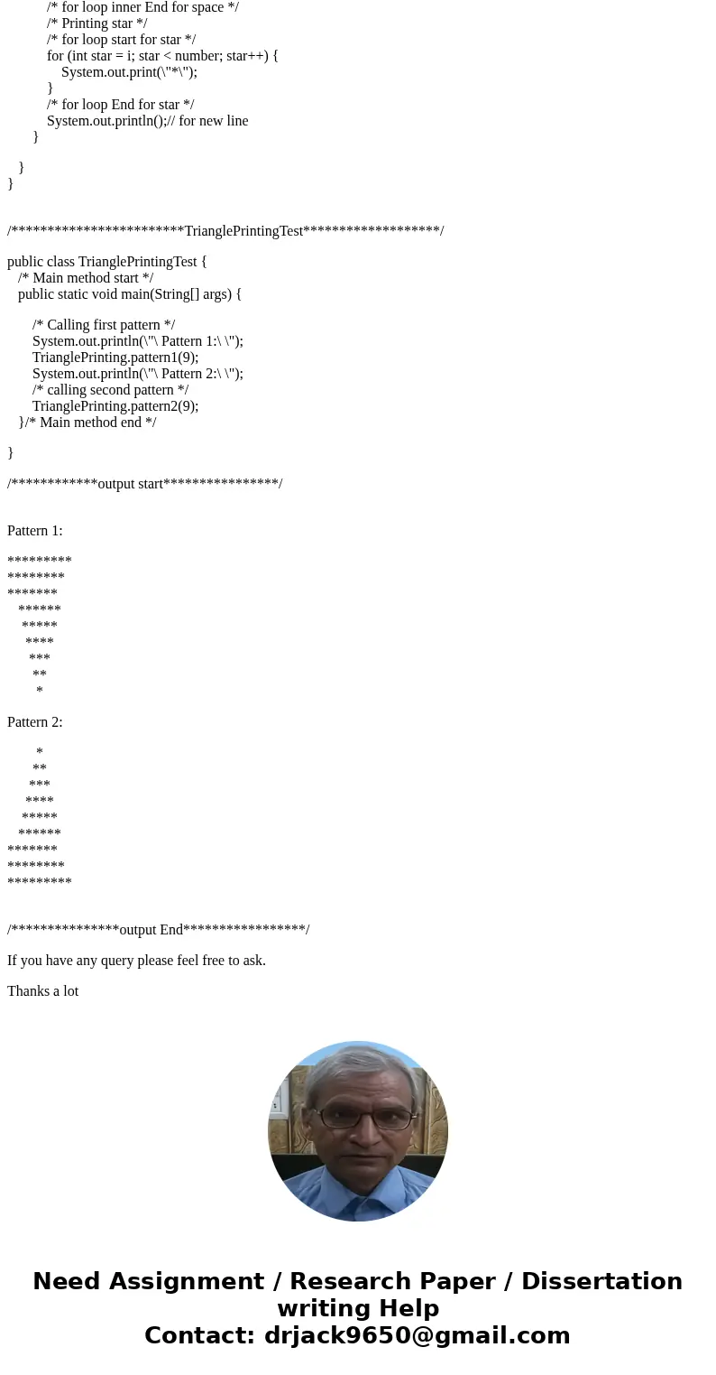 Write an application that displays the following patterns separately, one below the other. Use for loops to generate the patterns. All asterisks (*) should be   Write an application that displays the following patterns separately, one below the other. Use for loops to generate the patterns. All asterisks (*) should be