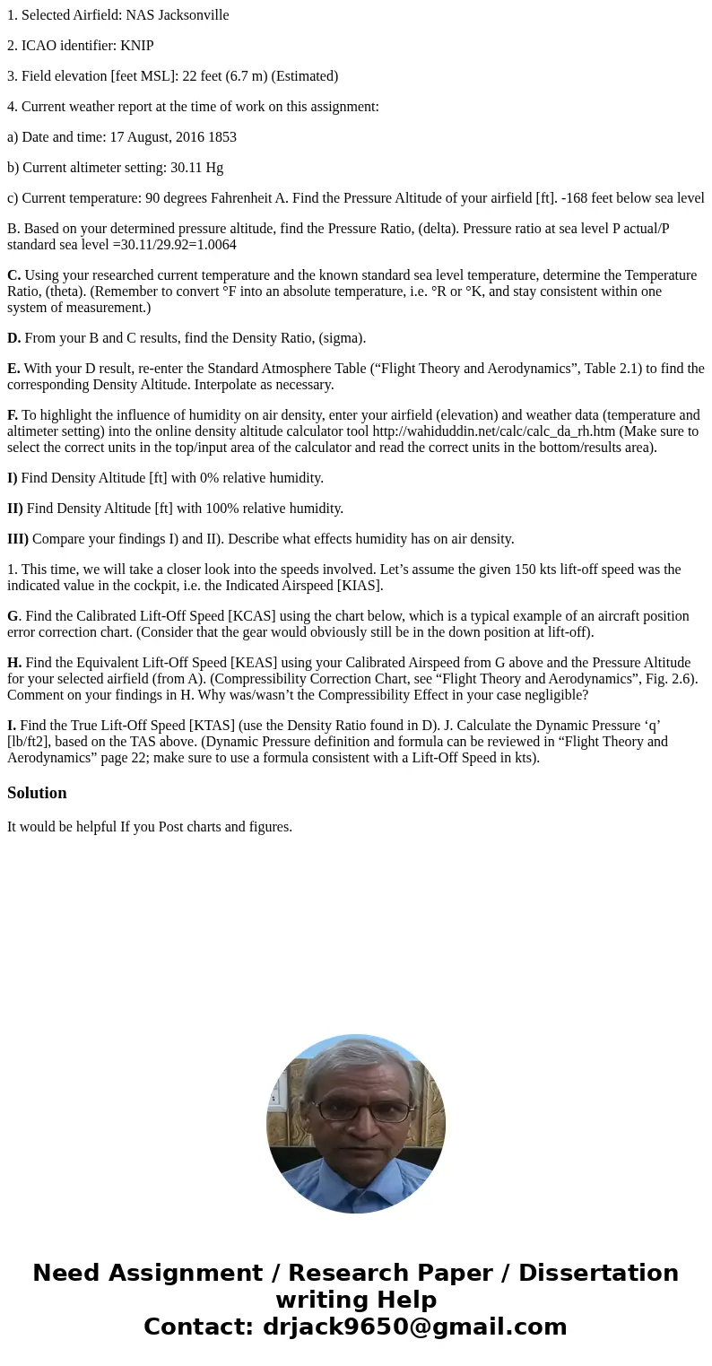 1. Selected Airfield: NAS Jacksonville 2. ICAO identifier: KNIP 3. Field elevation [feet MSL]: 22 feet (6.7 m) (Estimated) 4. Current weather report at the time