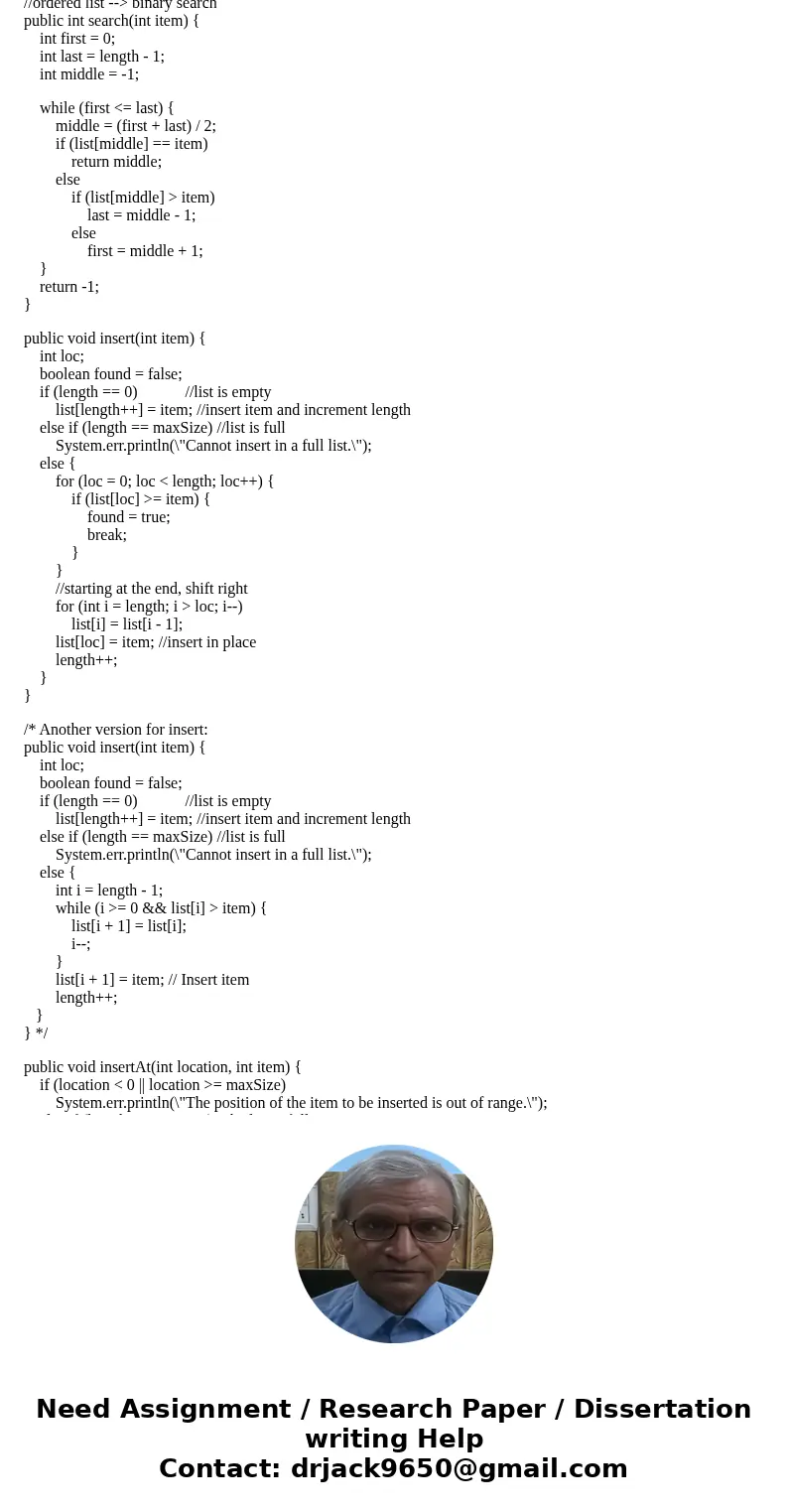 2. (Sorted list: array implementation) This sorted list ADT discussed in class should be extended by the addition of two new methods: //Interface: ArrayListADT 