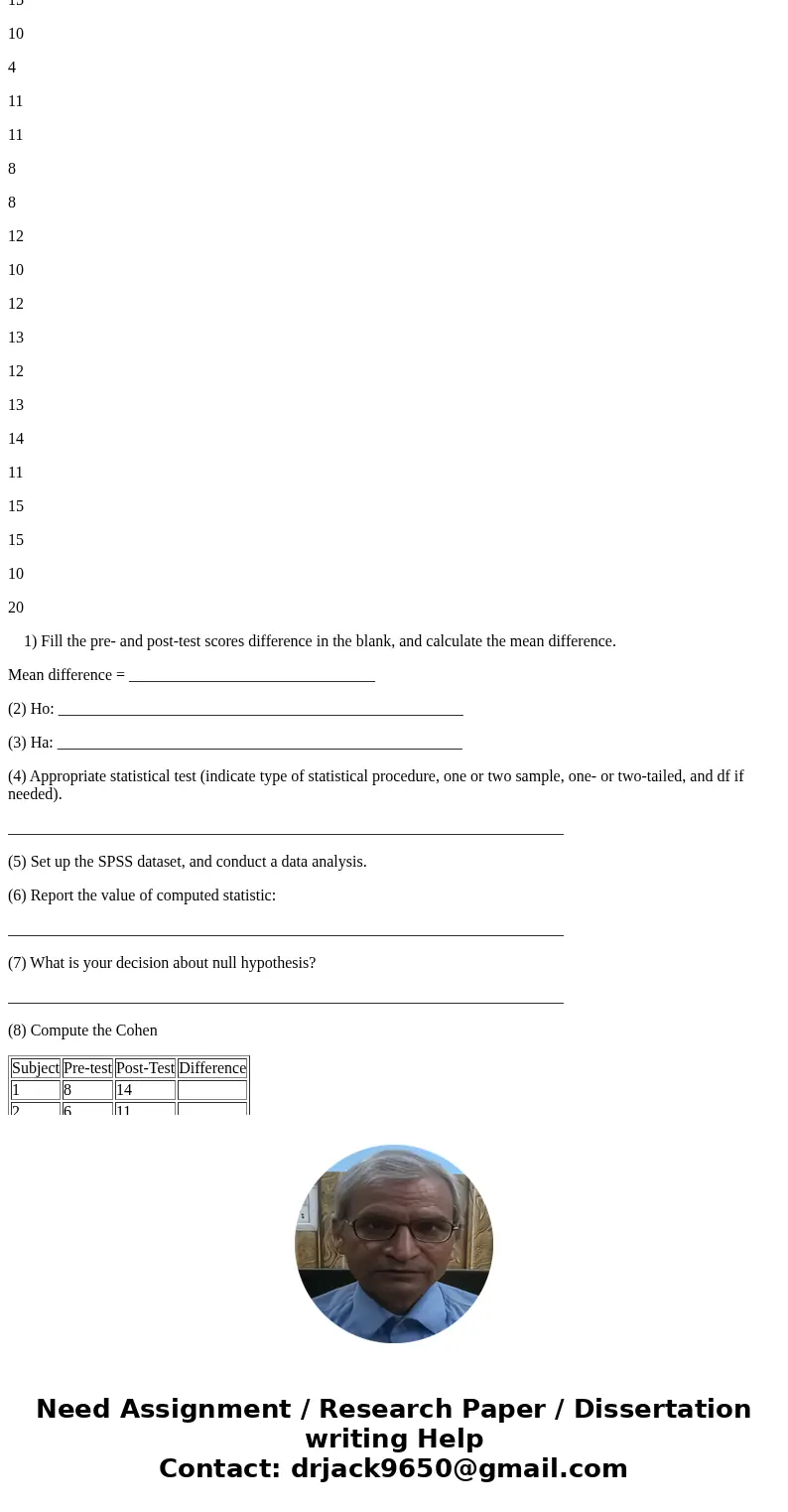 A teacher gives a third grade class of n=15 a reading skills test at the beginning of the school year. To evaluate the changes that occur during the year, stude A teacher gives a third grade class of n=15 a reading skills test at the beginning of the school year. To evaluate the changes that occur during the year, stude