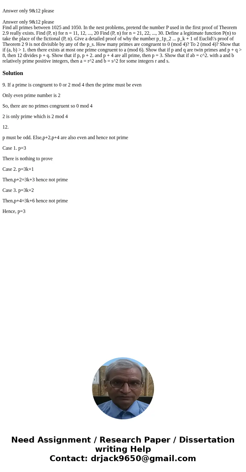 Answer only 9&12 please Answer only 9&12 please Find all primes between 1025 and 1050. In the nest problems, pretend the number P used in the first pro  Answer only 9&12 please Answer only 9&12 please Find all primes between 1025 and 1050. In the nest problems, pretend the number P used in the first pro