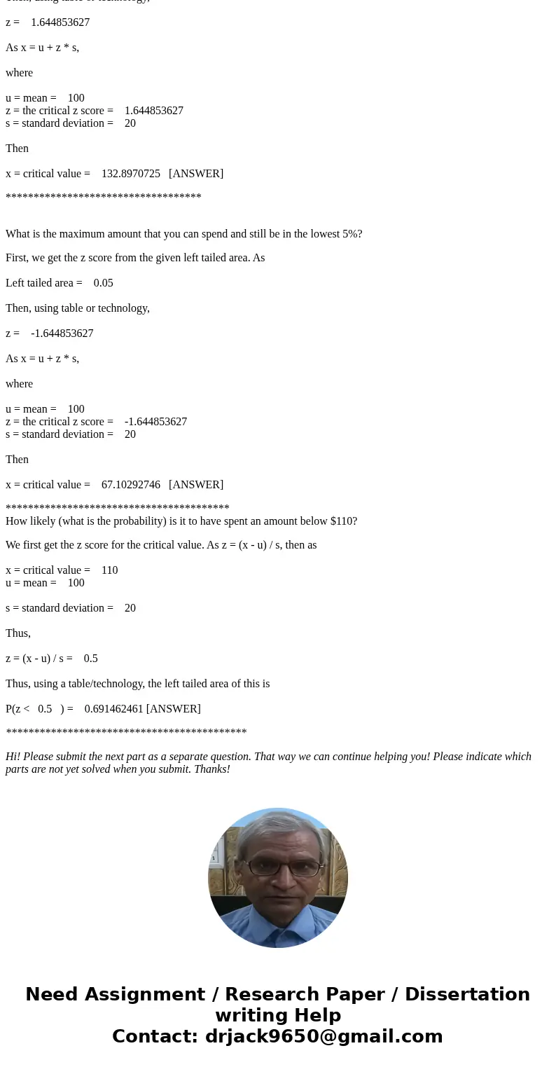 At the end of the school event the organizers estimated that a family of participants spent in average $100.00 with a standard deviation of $20.00. What’s the p At the end of the school event the organizers estimated that a family of participants spent in average $100.00 with a standard deviation of $20.00. What’s the p