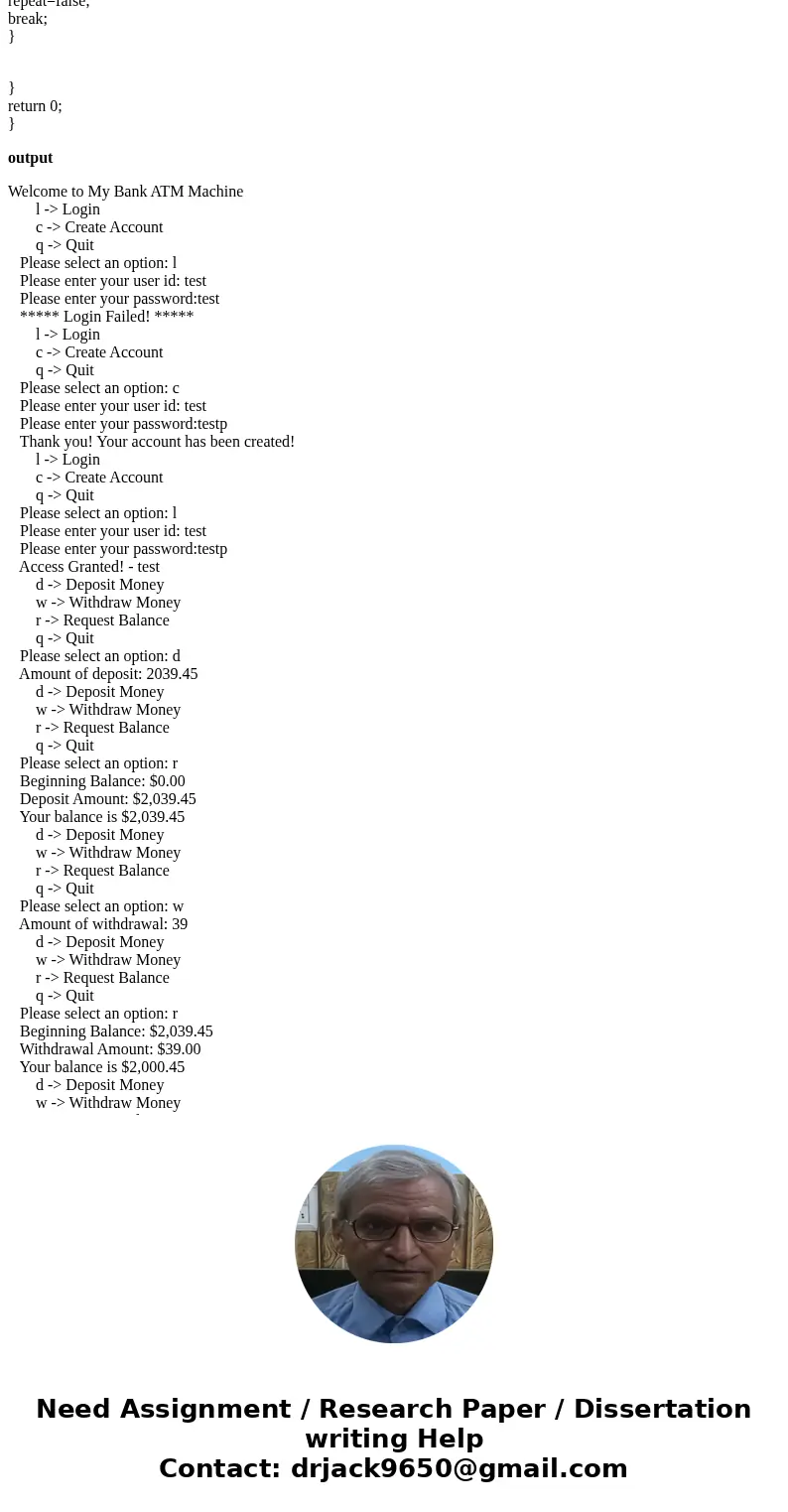 C++ only please, in this assignment you are to create an interactive line command driven C++ program that allows a user to do the following: 1) Create a bank ac C++ only please, in this assignment you are to create an interactive line command driven C++ program that allows a user to do the following: 1) Create a bank ac