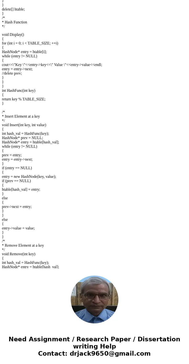 Do the following program in C++ - Create a item class... with and integer key and value - Create a Hash class, that has an array of can input a item and uses a  Do the following program in C++ - Create a item class... with and integer key and value - Create a Hash class, that has an array of can input a item and uses a