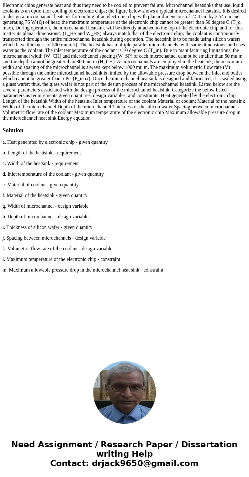 Electronic chips generate heat and thus they need to be cooled to prevent failure. Microchannel heatsinks that use liquid coolants is an option for cooling of   Electronic chips generate heat and thus they need to be cooled to prevent failure. Microchannel heatsinks that use liquid coolants is an option for cooling of