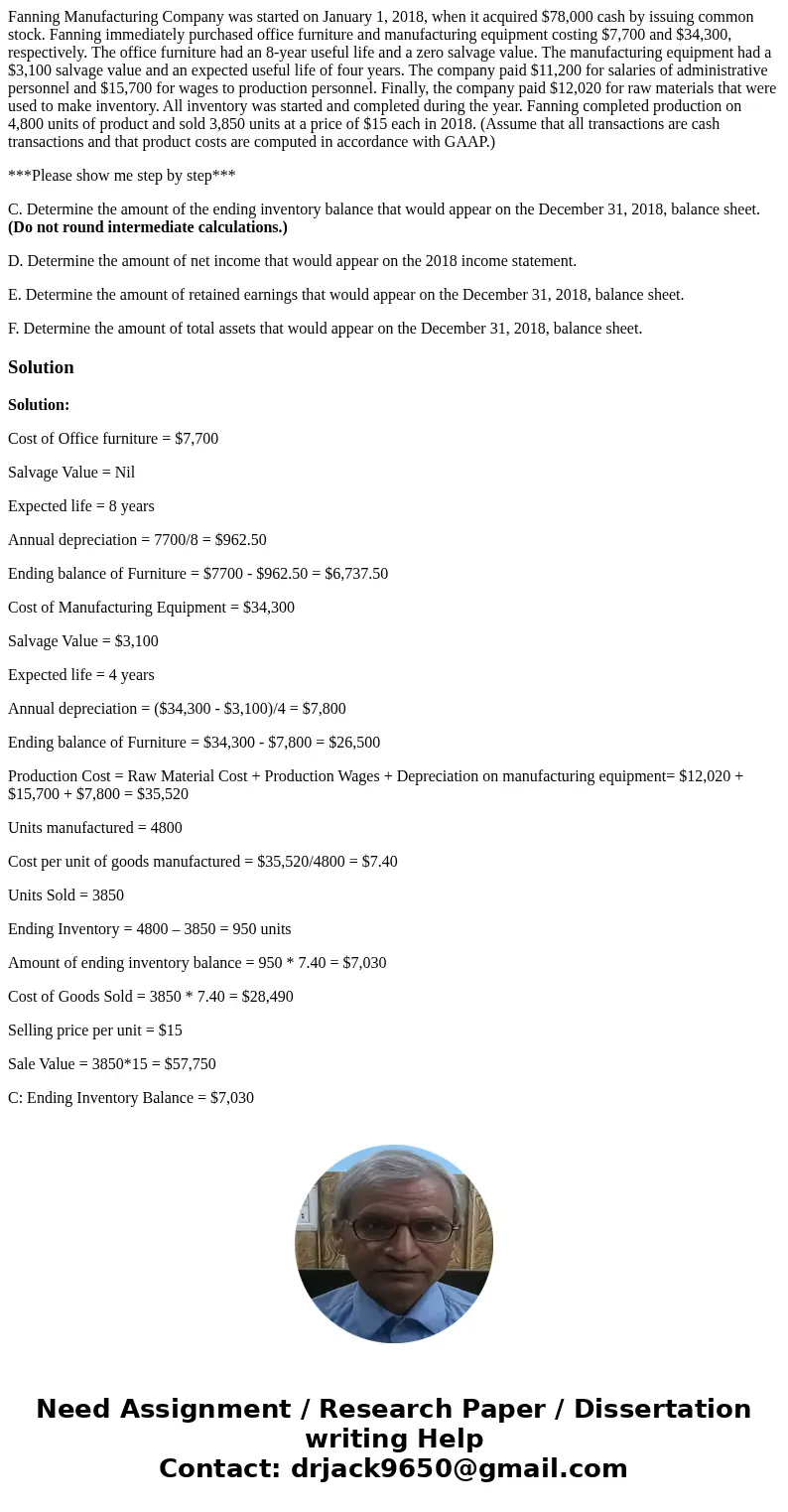 Fanning Manufacturing Company was started on January 1, 2018, when it acquired $78,000 cash by issuing common stock. Fanning immediately purchased office furnit