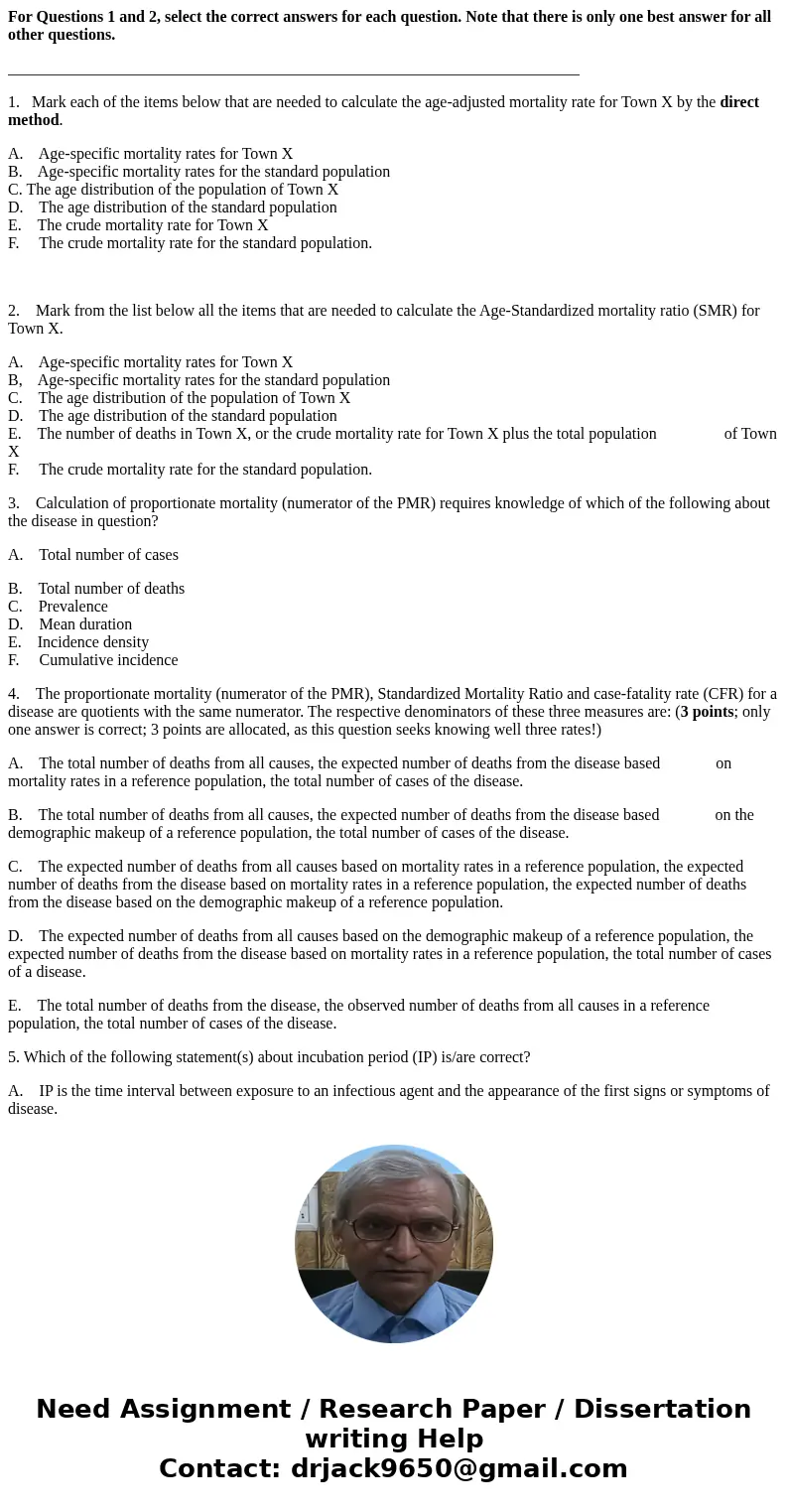 For Questions 1 and 2, select the correct answers for each question. Note that there is only one best answer for all other questions. __________________________
