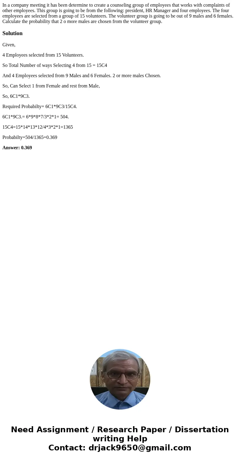 In a company meeting it has been determine to create a counseling group of employees that works with complaints of other employees. This group is going to be fr In a company meeting it has been determine to create a counseling group of employees that works with complaints of other employees. This group is going to be fr