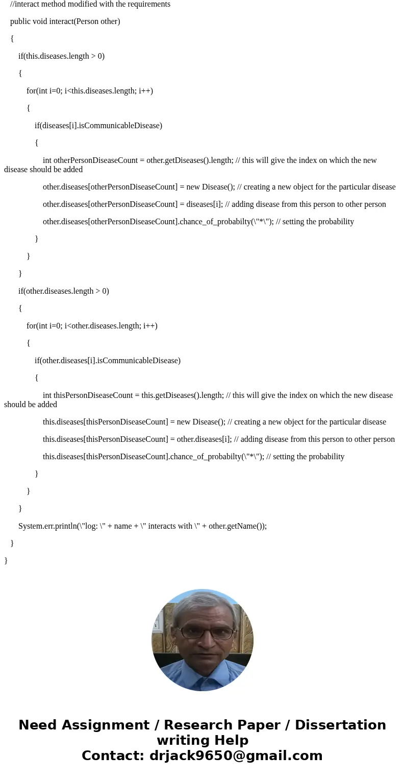  invulve people, and diseases bugs 2: Person Class 15 marks] Complete the provided Person class. Add appropriate getter and setter methods. Complete the interac