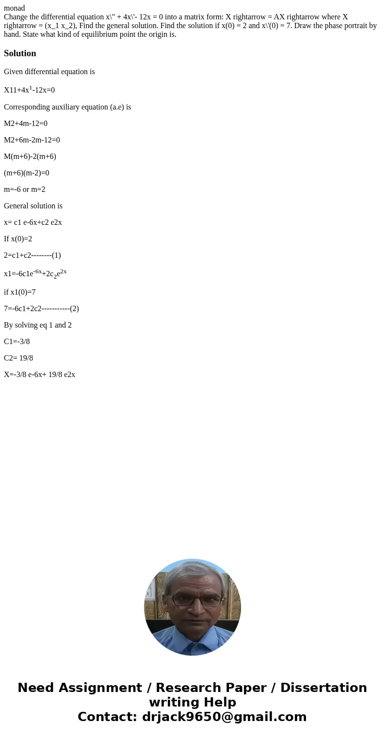 monad Change the differential equation x\ monad Change the differential equation x\