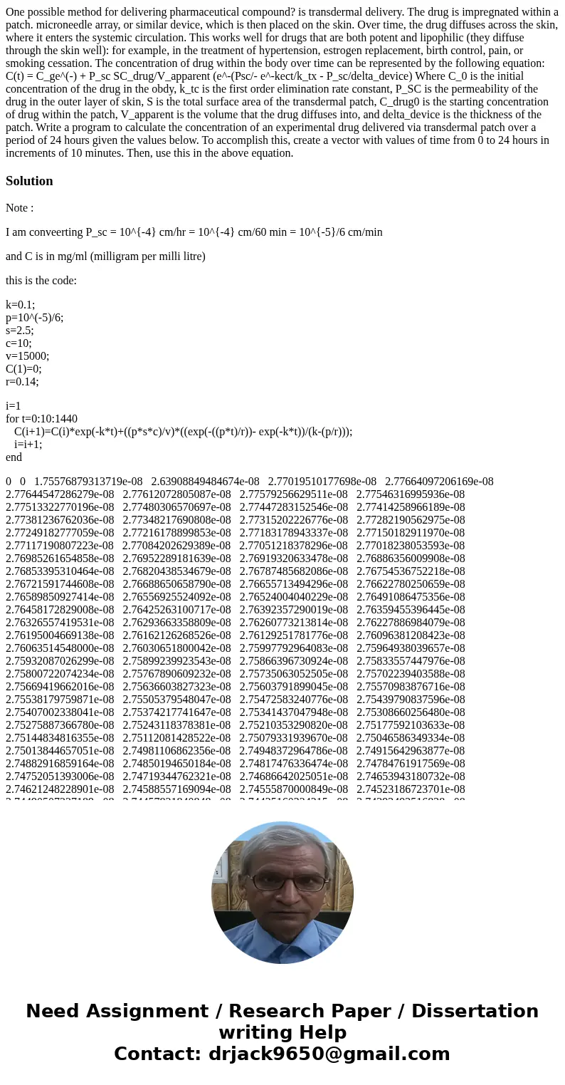 One possible method for delivering pharmaceutical compound? is transdermal delivery. The drug is impregnated within a patch. microneedle array, or similar devi  One possible method for delivering pharmaceutical compound? is transdermal delivery. The drug is impregnated within a patch. microneedle array, or similar devi